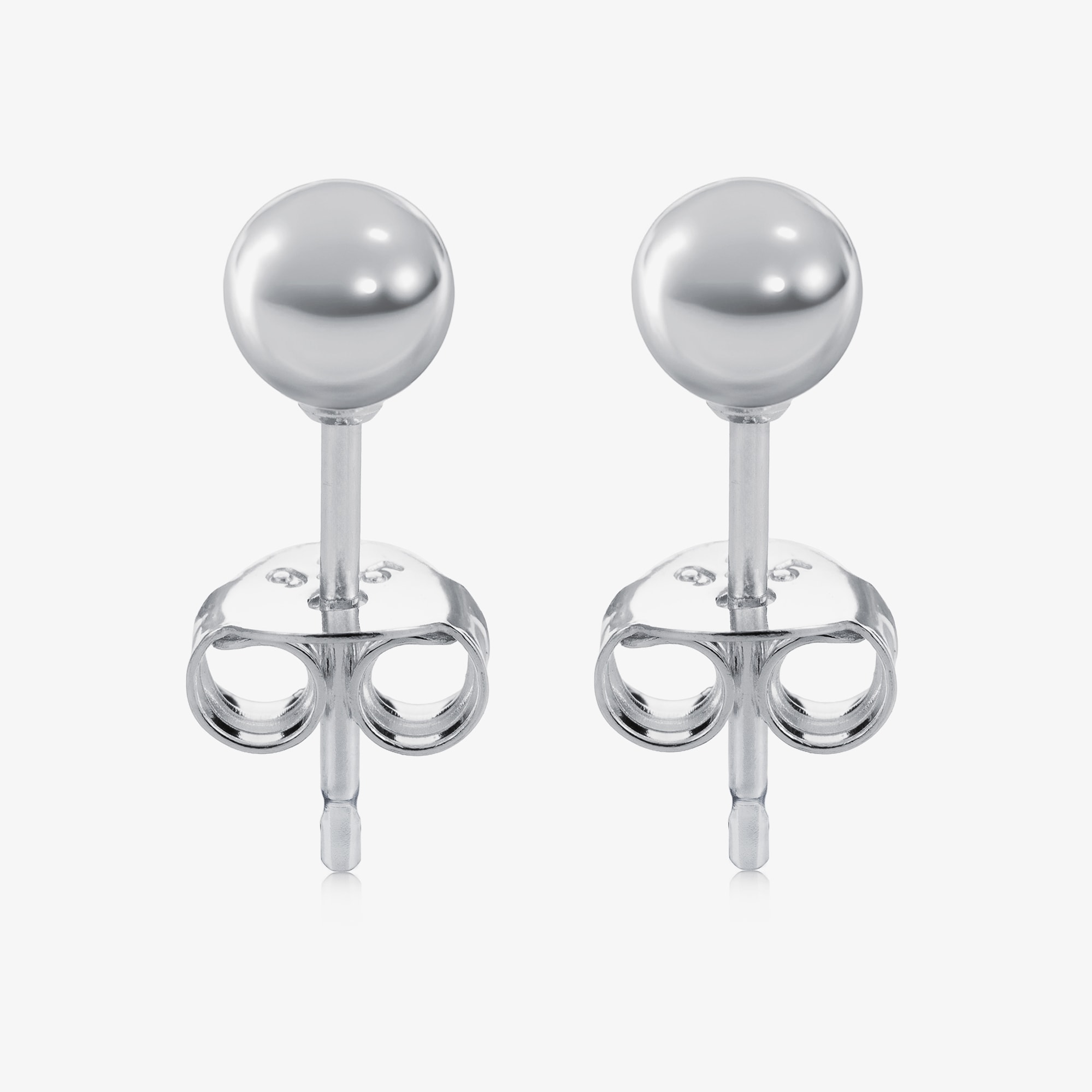 Sterling Silver 4mm Ball Stud Earrings - View 4