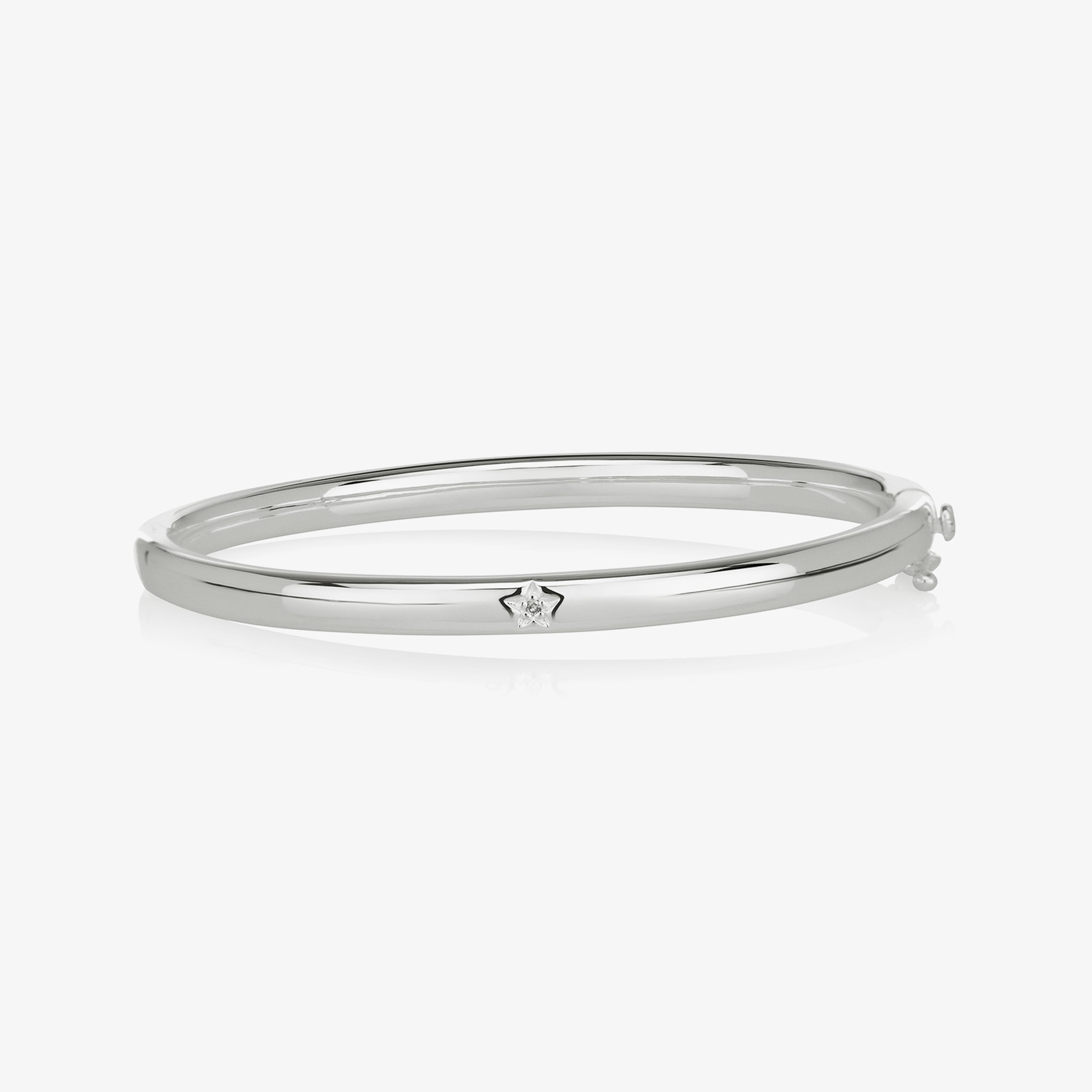 Sterling Silver Bangle With Diamond Star - View 1