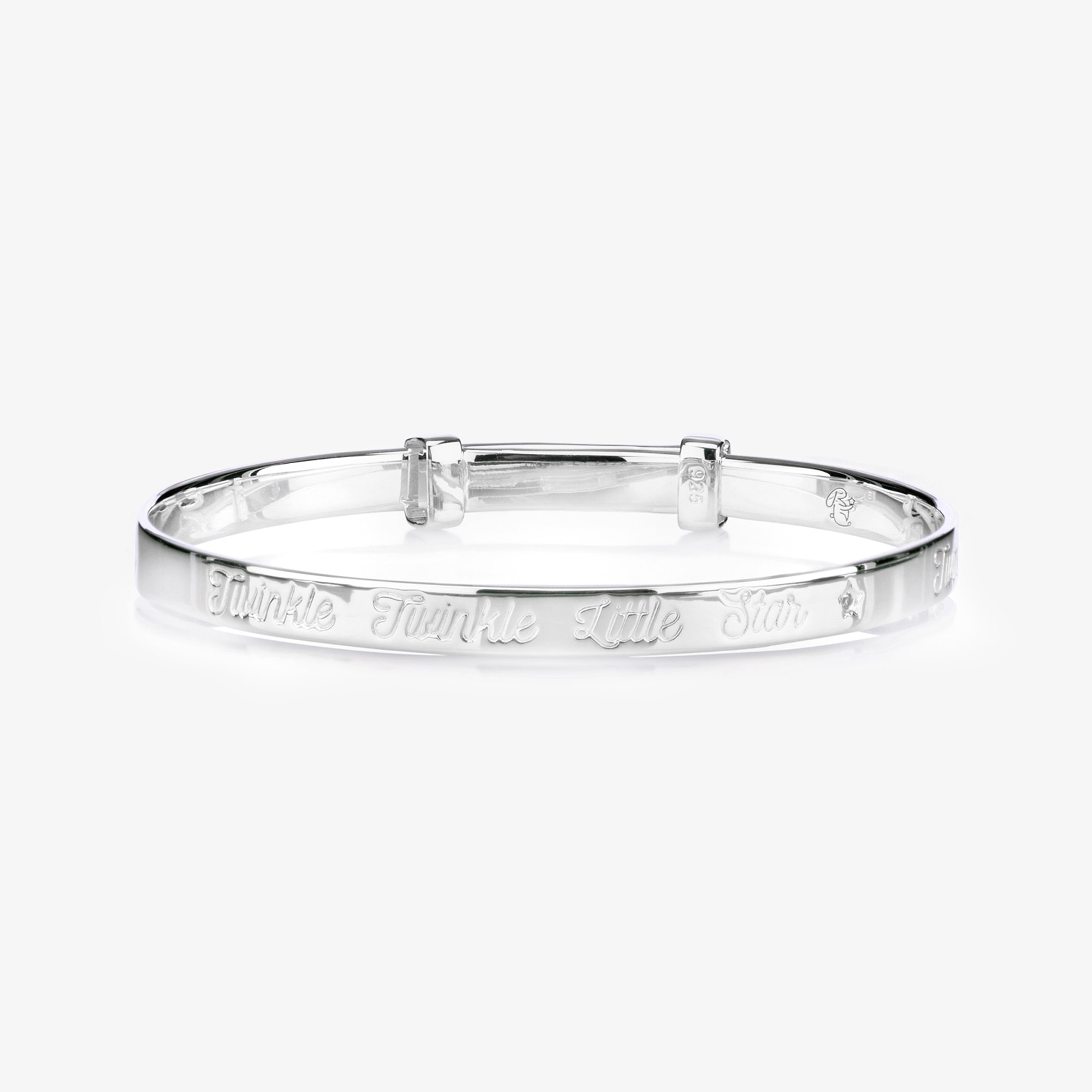 Sterling Silver Engraved Twinkle Bangle - View 1