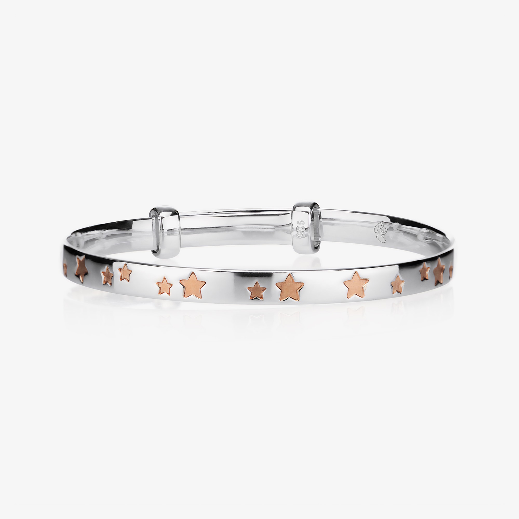Sterling Silver & Rose Gold Star Bangle - View 1