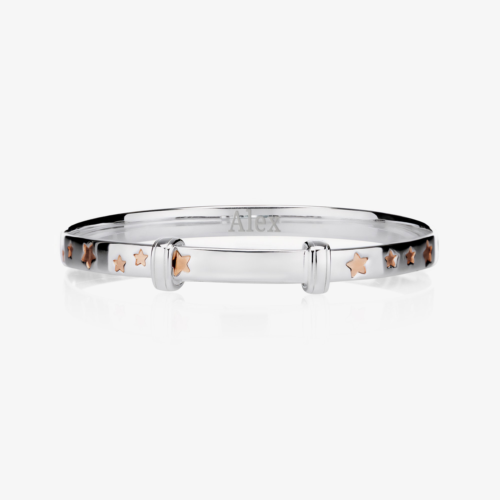 Sterling Silver & Rose Gold Star Bangle - View 2