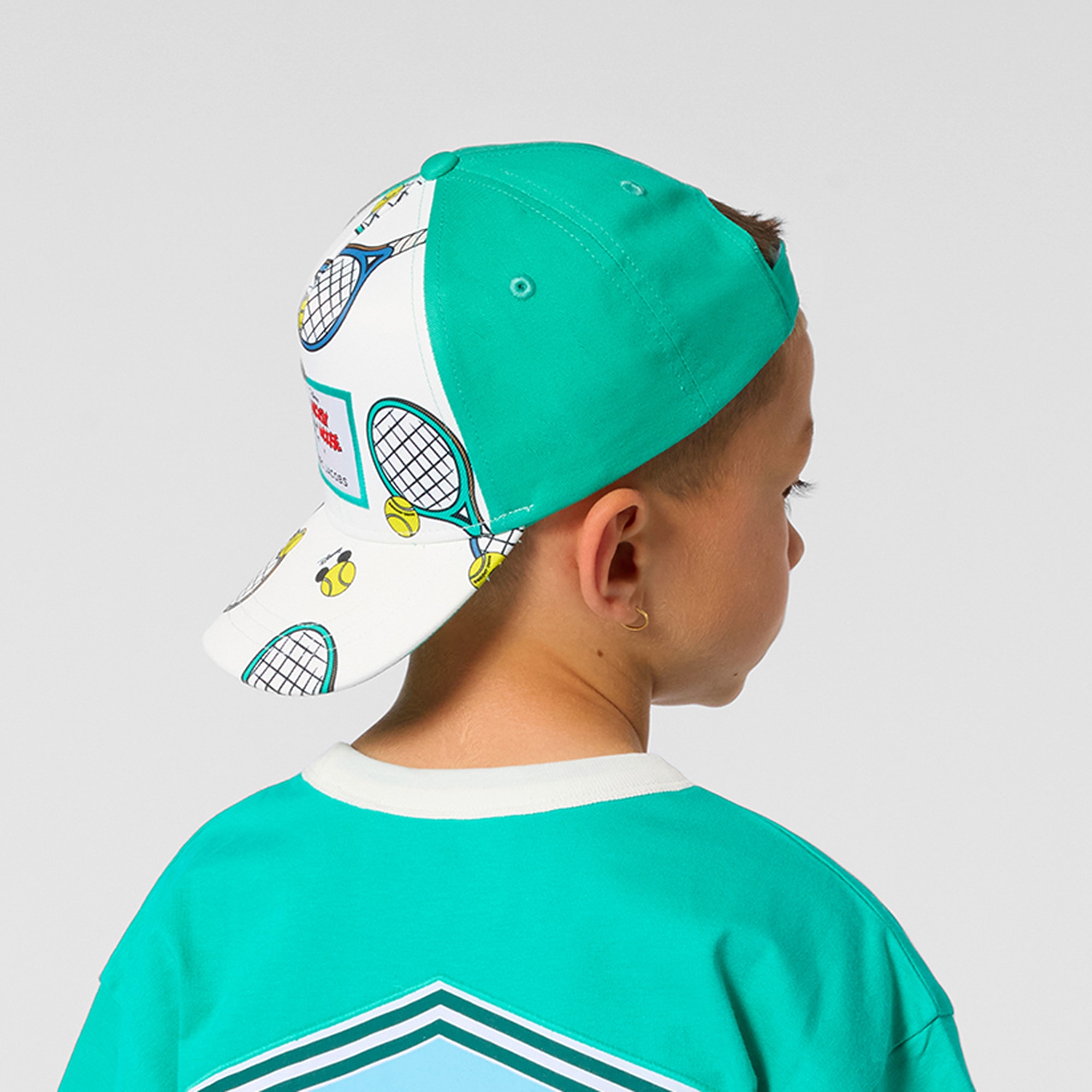 Boys White & Green Mickey Mouse Tennis Print Cap - View 2