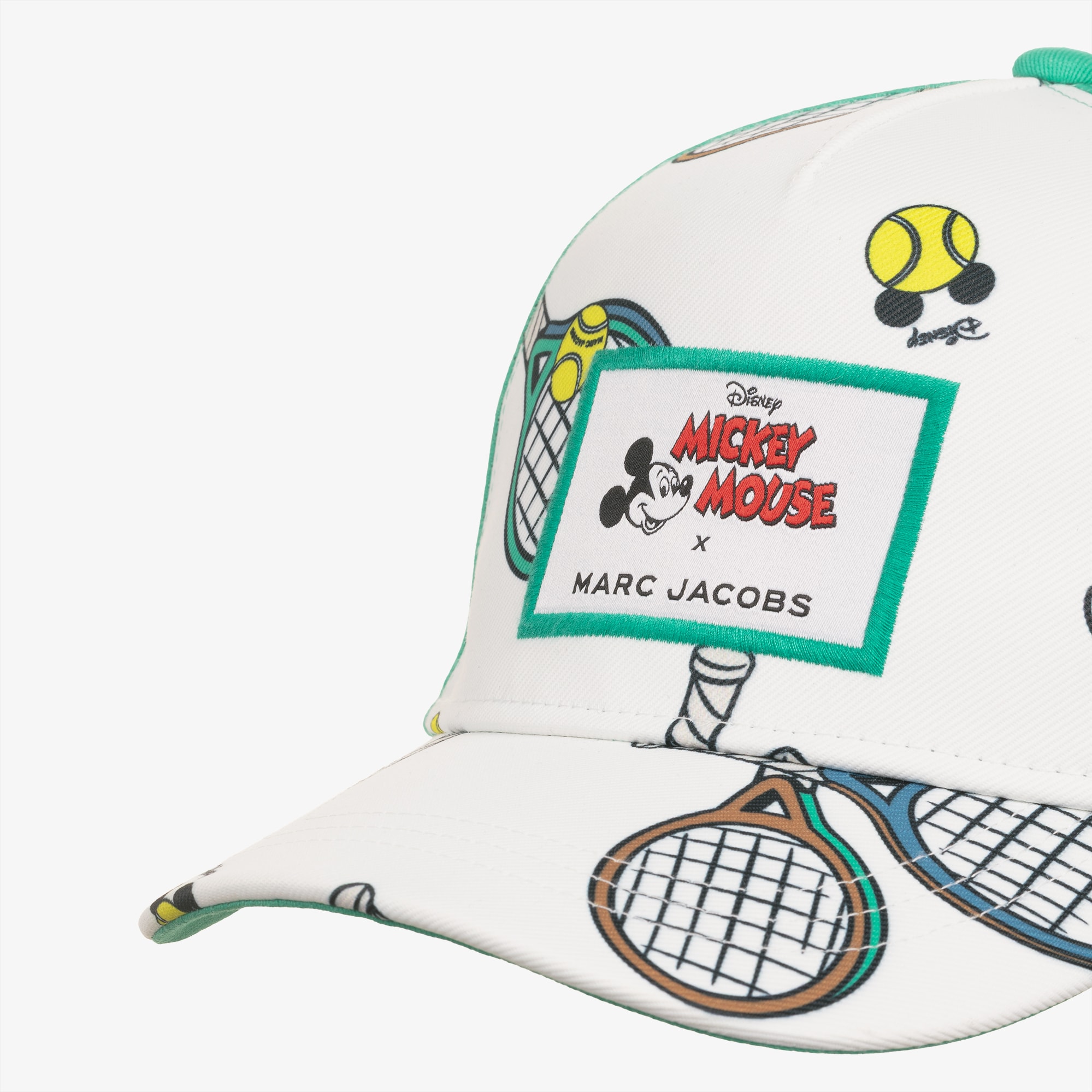 Boys White & Green Mickey Mouse Tennis Print Cap - View 5