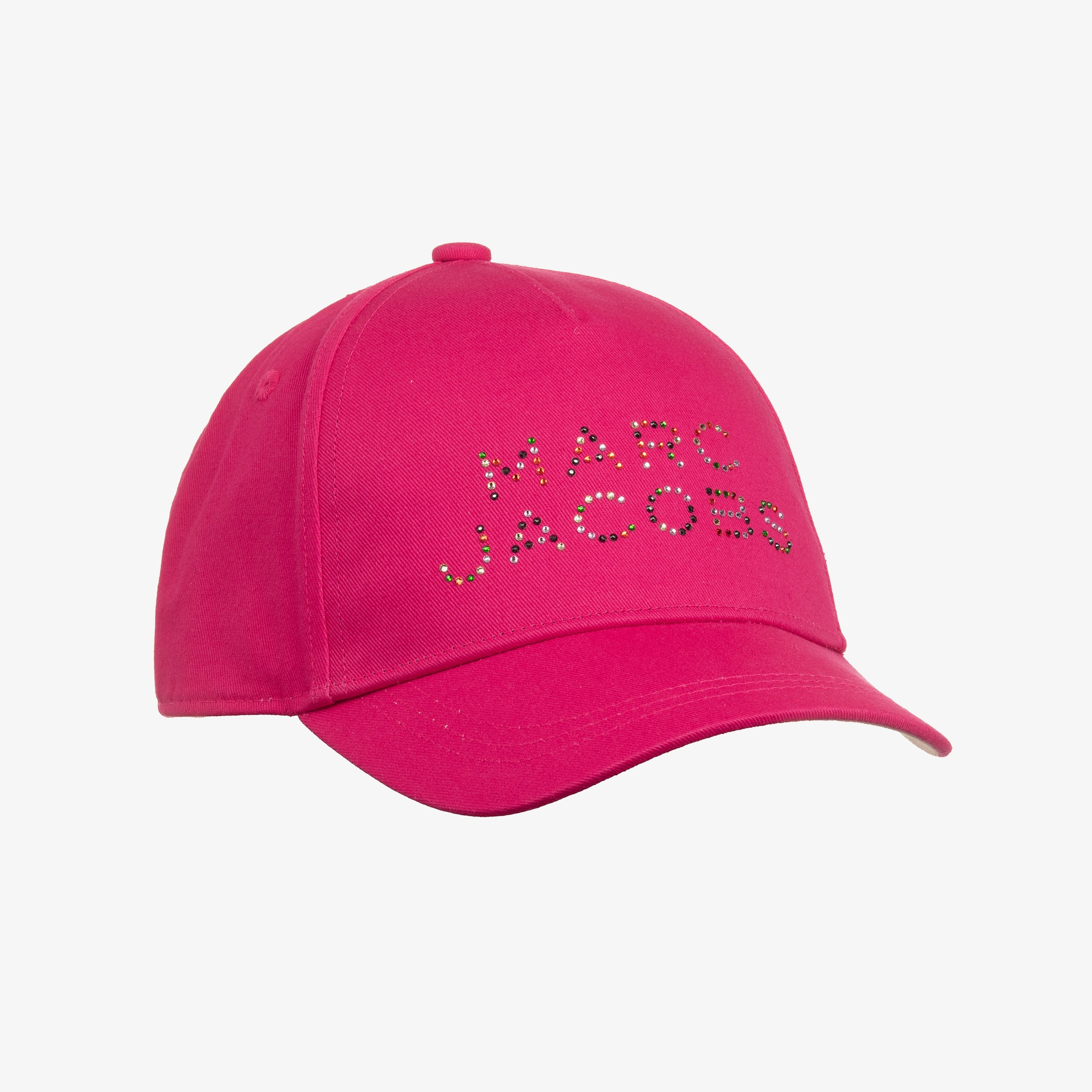 Girls Pink Cotton Twill Cap with Colourful Diamanté Logo - View 1