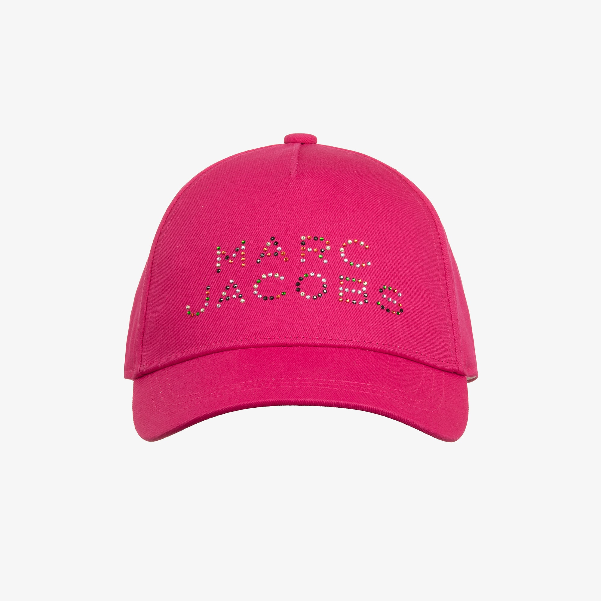 Girls Pink Cotton Twill Cap with Colourful Diamanté Logo - View 2