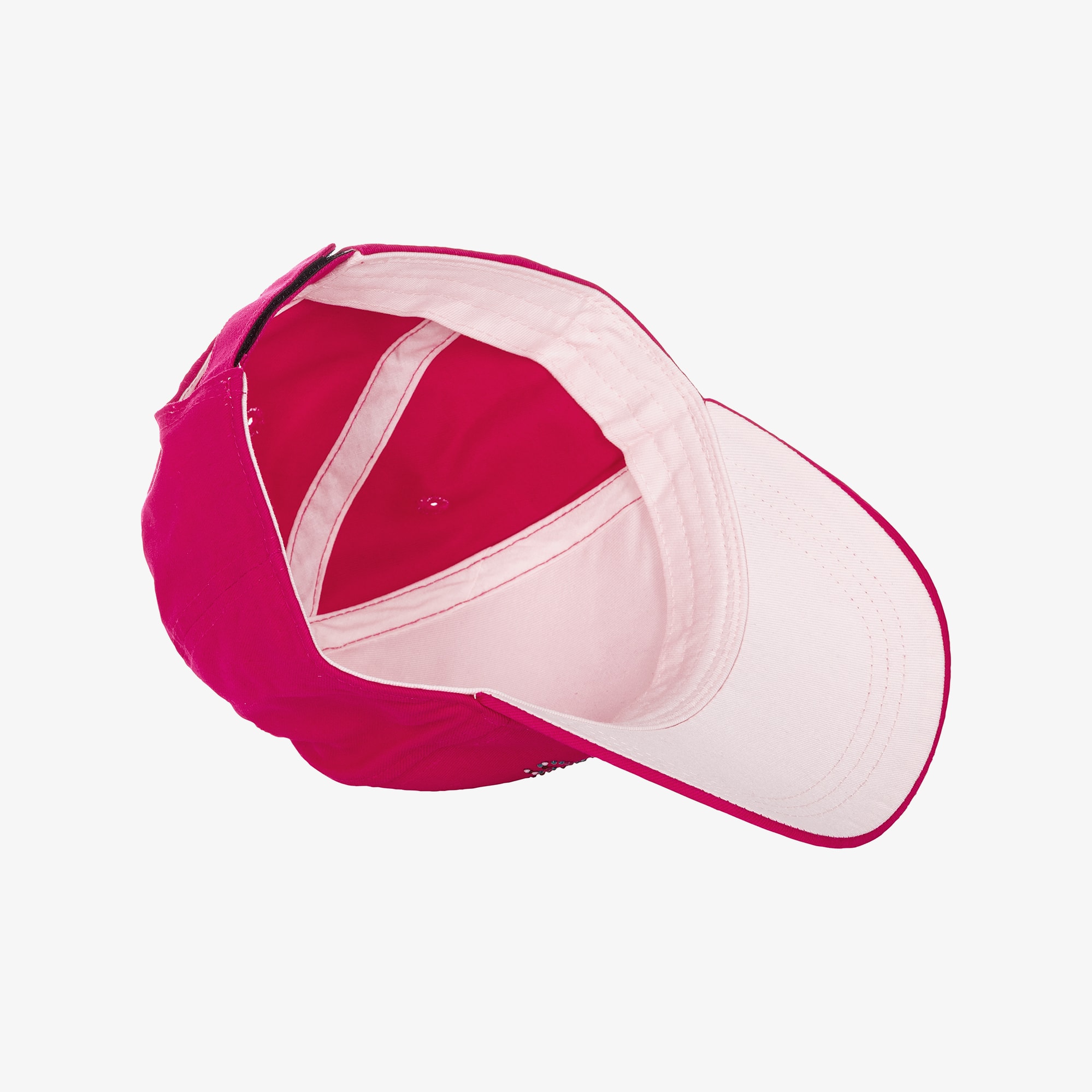 Girls Pink Cotton Twill Cap with Colourful Diamanté Logo - View 4