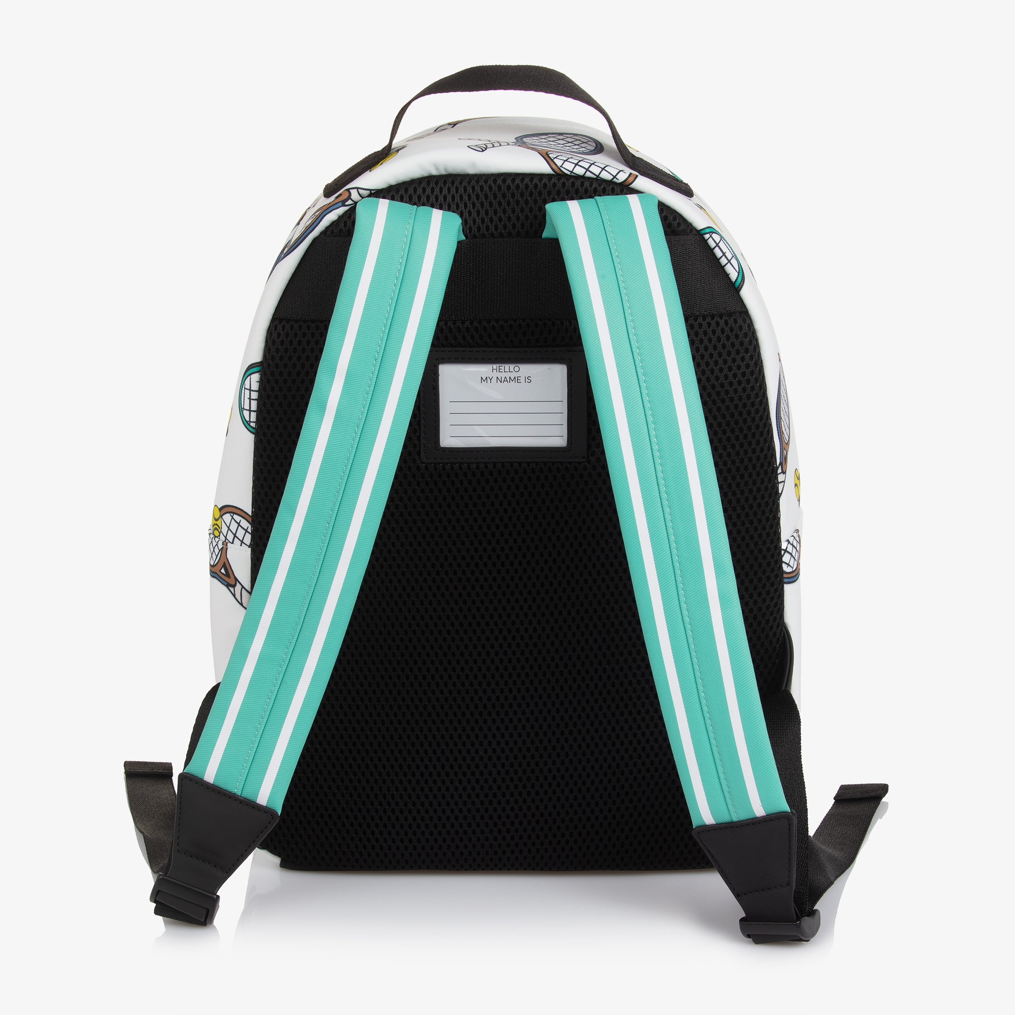 White Mickey Mouse Tennis Racquet Print Backpack (36cm) - View 5
