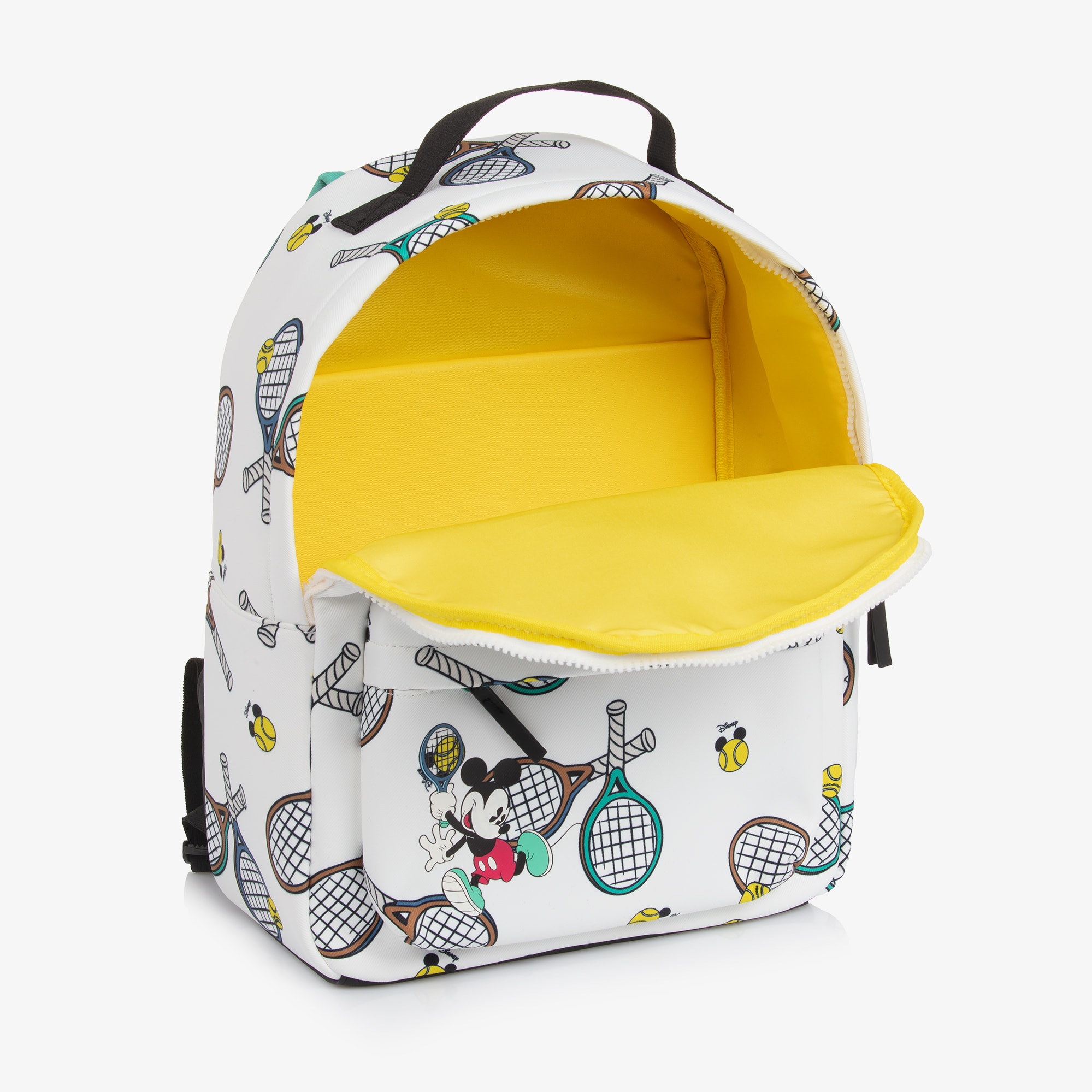 White Mickey Mouse Tennis Racquet Print Backpack (36cm) - View 6