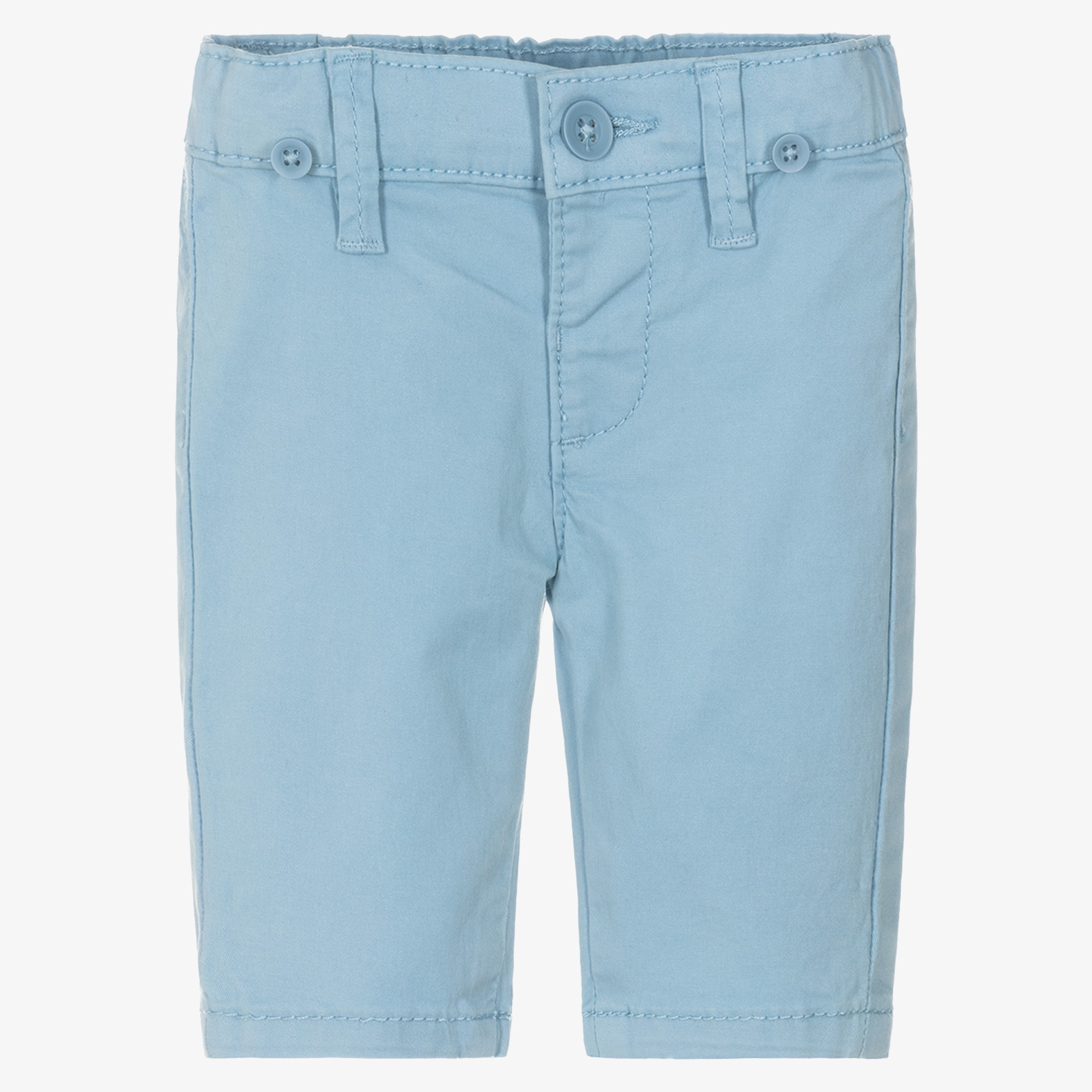 Baby Boys Beige Cotton Trousers with Striped Braces - View 3