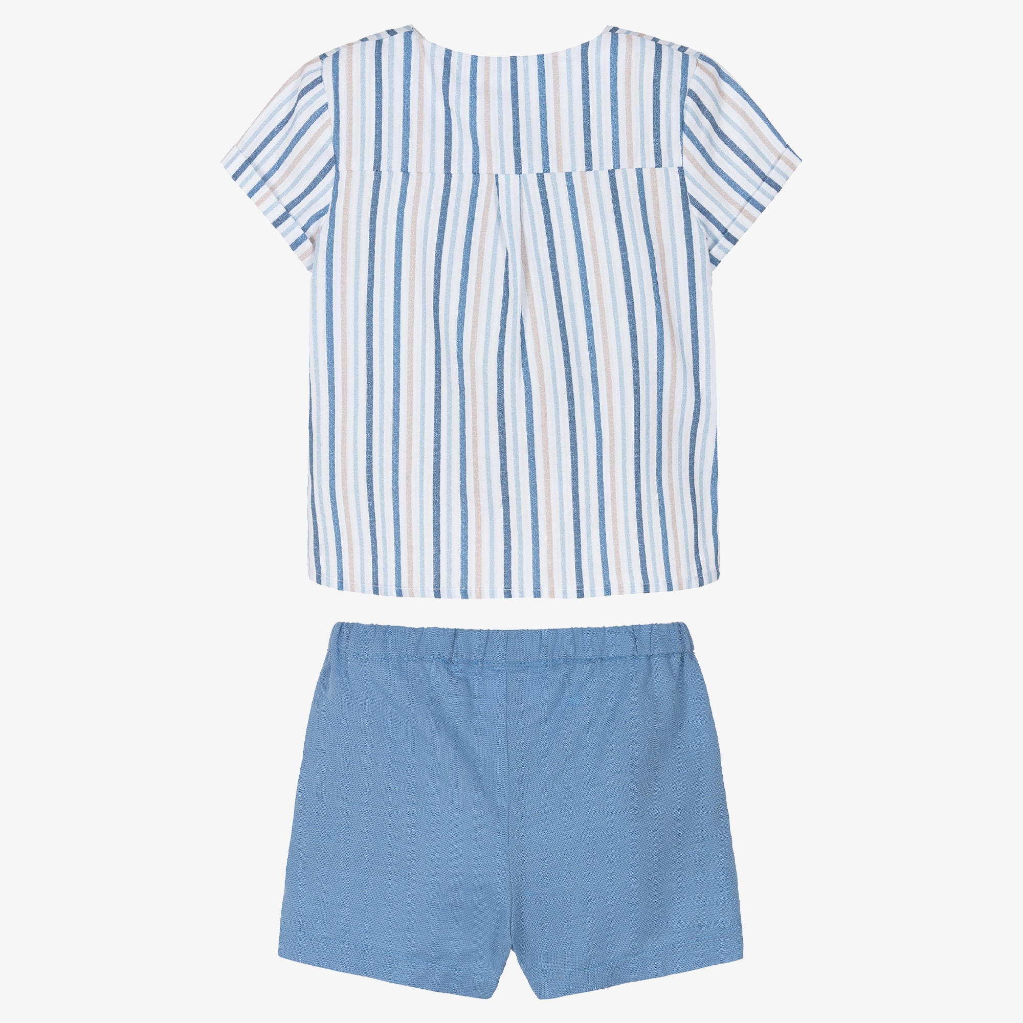 Baby Boys Blue Stripe Shorts Set - View 3