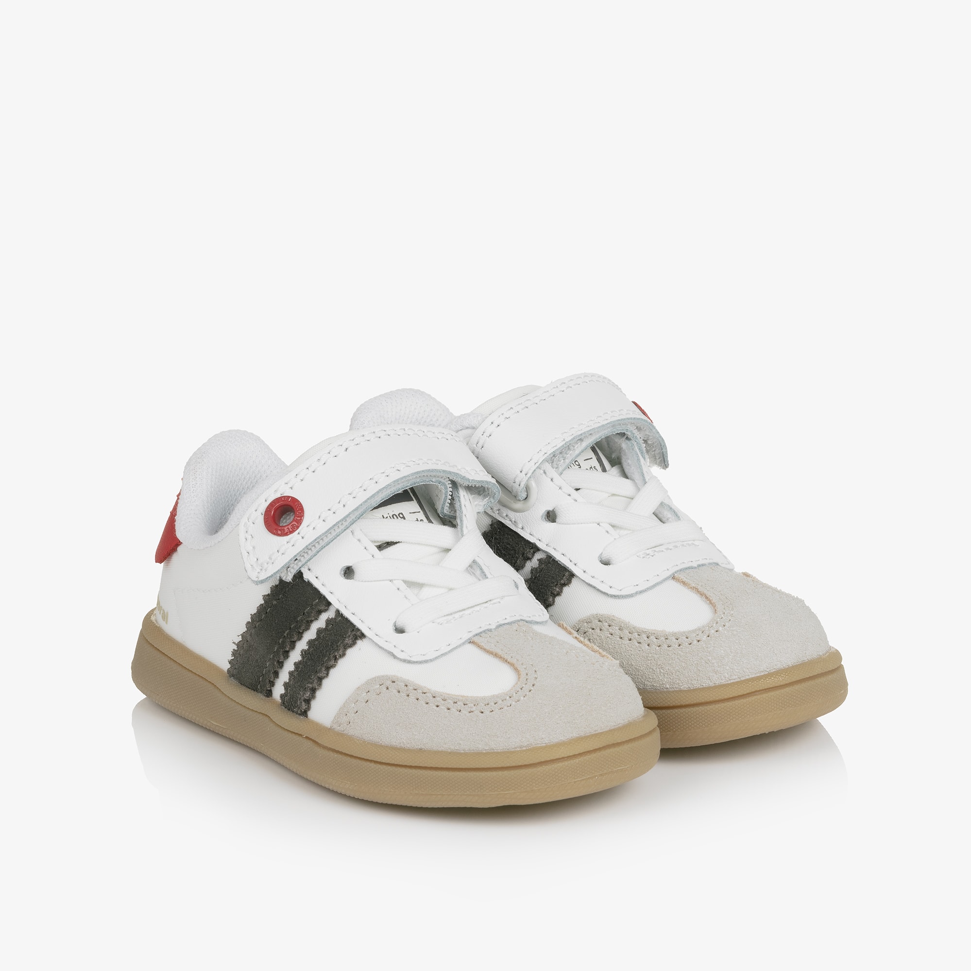 Baby Boys Blue Trainers with Suede Leather Trims - View 1