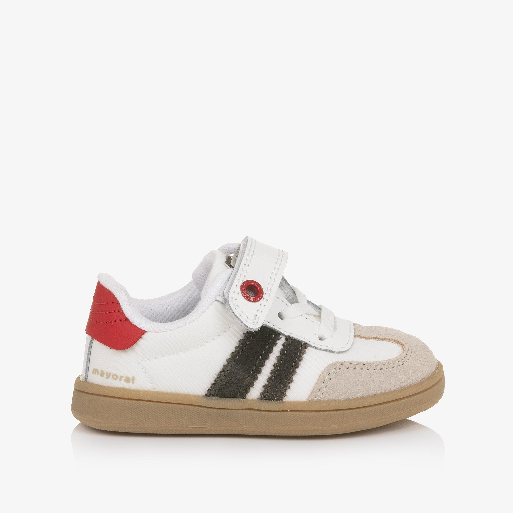 Baby Boys Blue Trainers with Suede Leather Trims - View 4