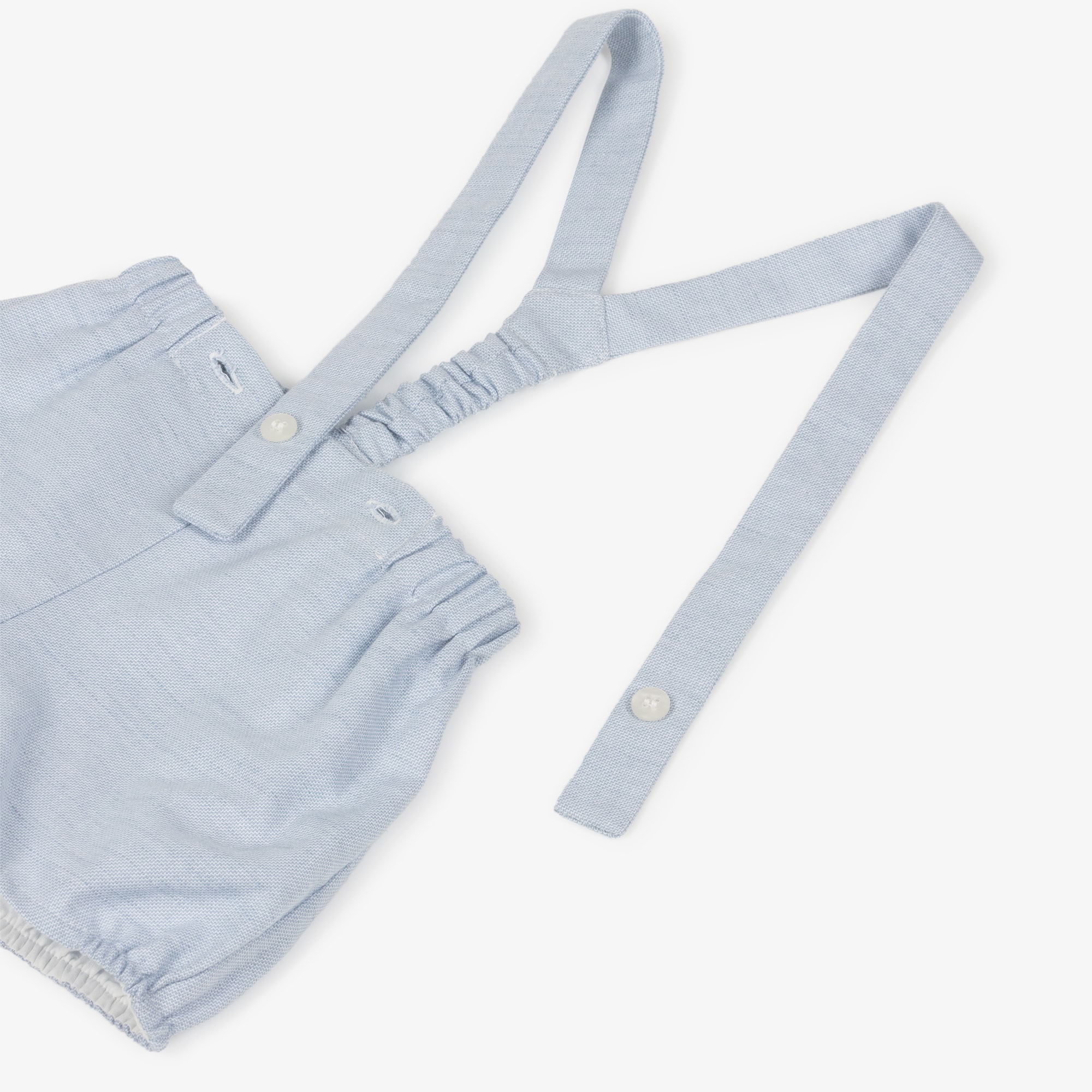 Baby Boys Ivory & Beige Shorts Set with Shoulder Straps - View 4