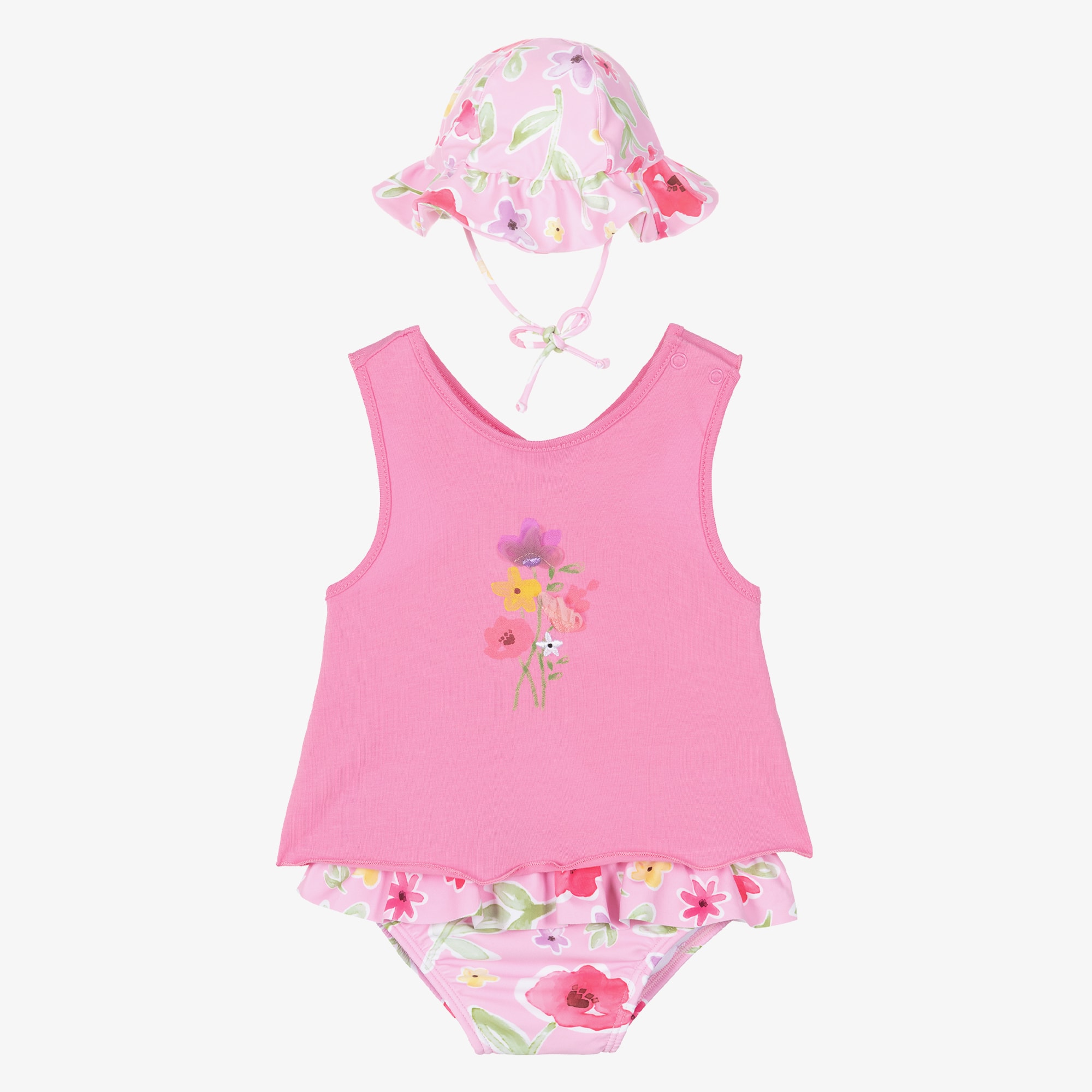 Baby Girls Floral Print Beach Set (UPF40+) - View 1