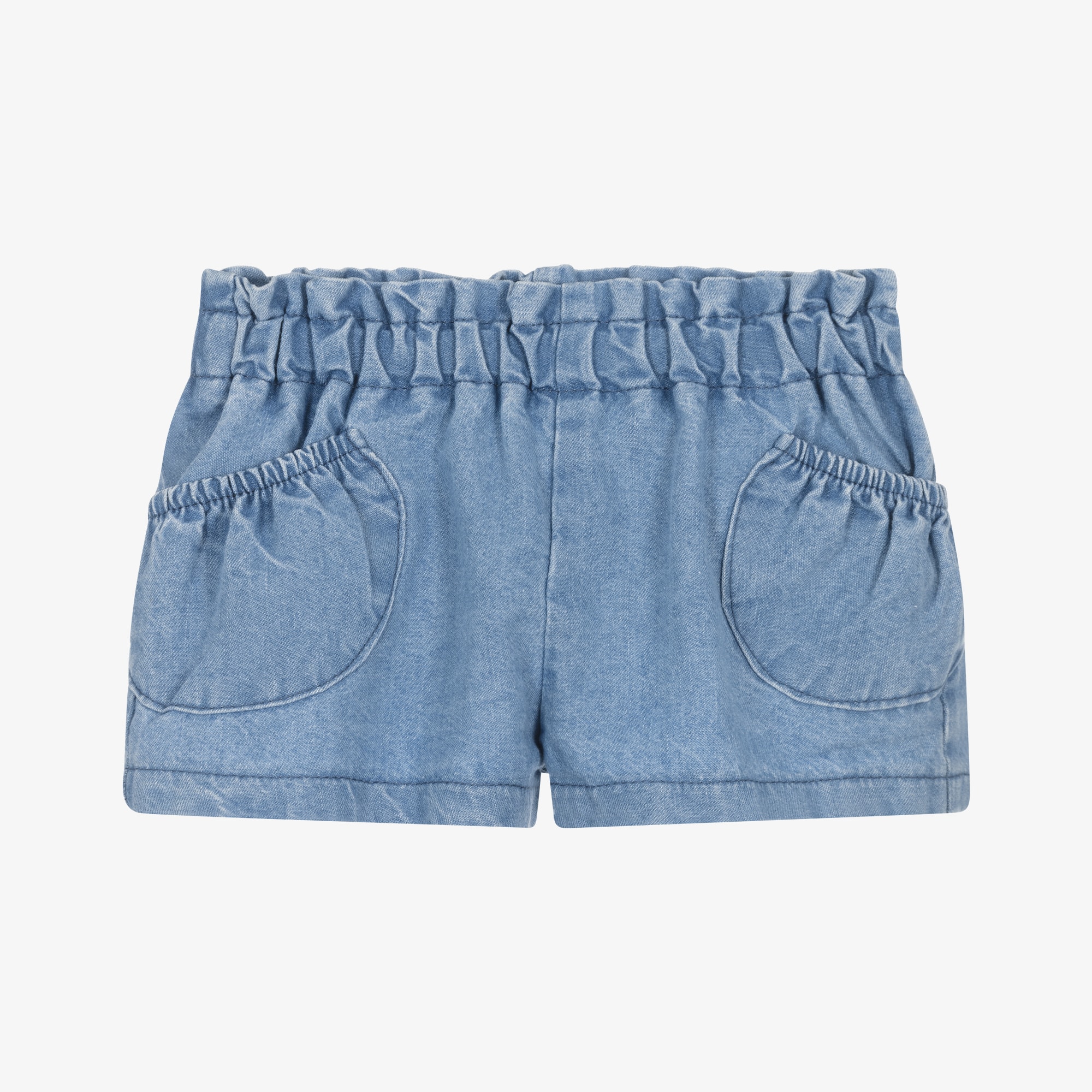 Baby Girls Pink Cotton Shorts with Patch Pockets - View 1