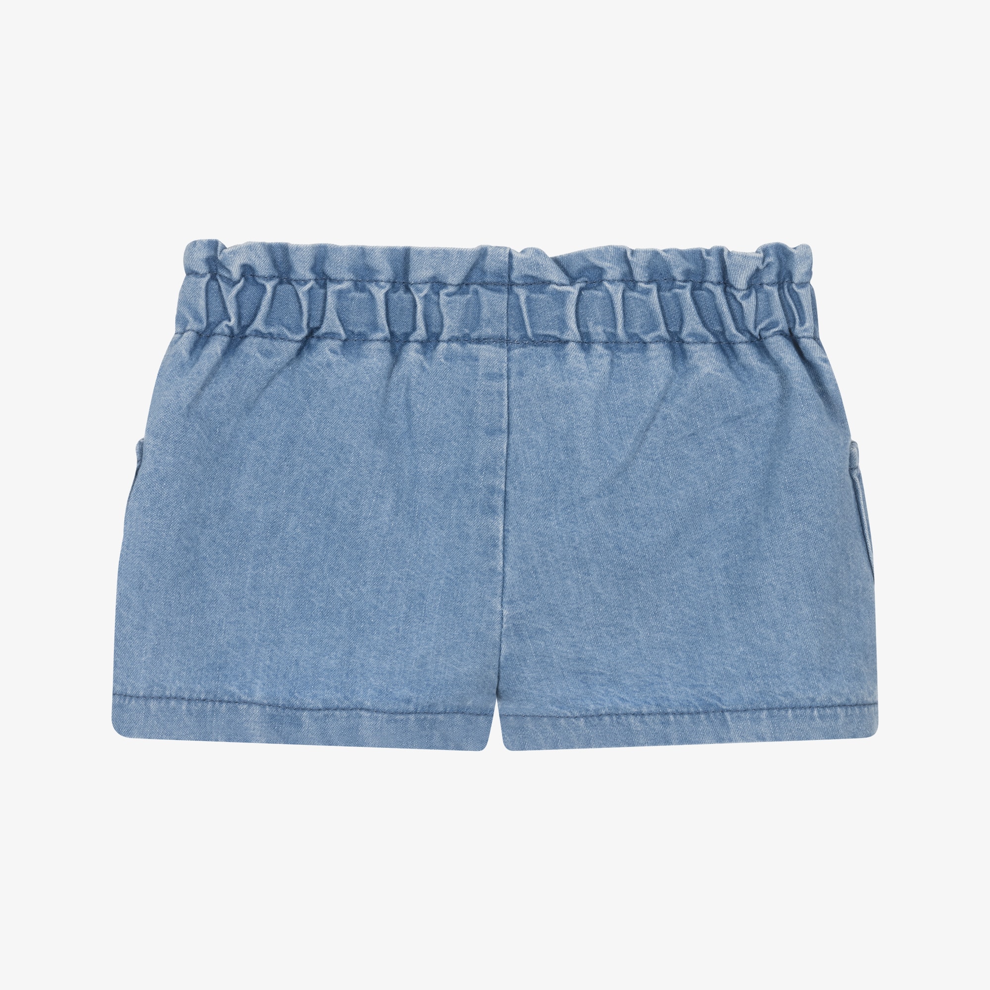 Baby Girls Pink Cotton Shorts with Patch Pockets - View 2