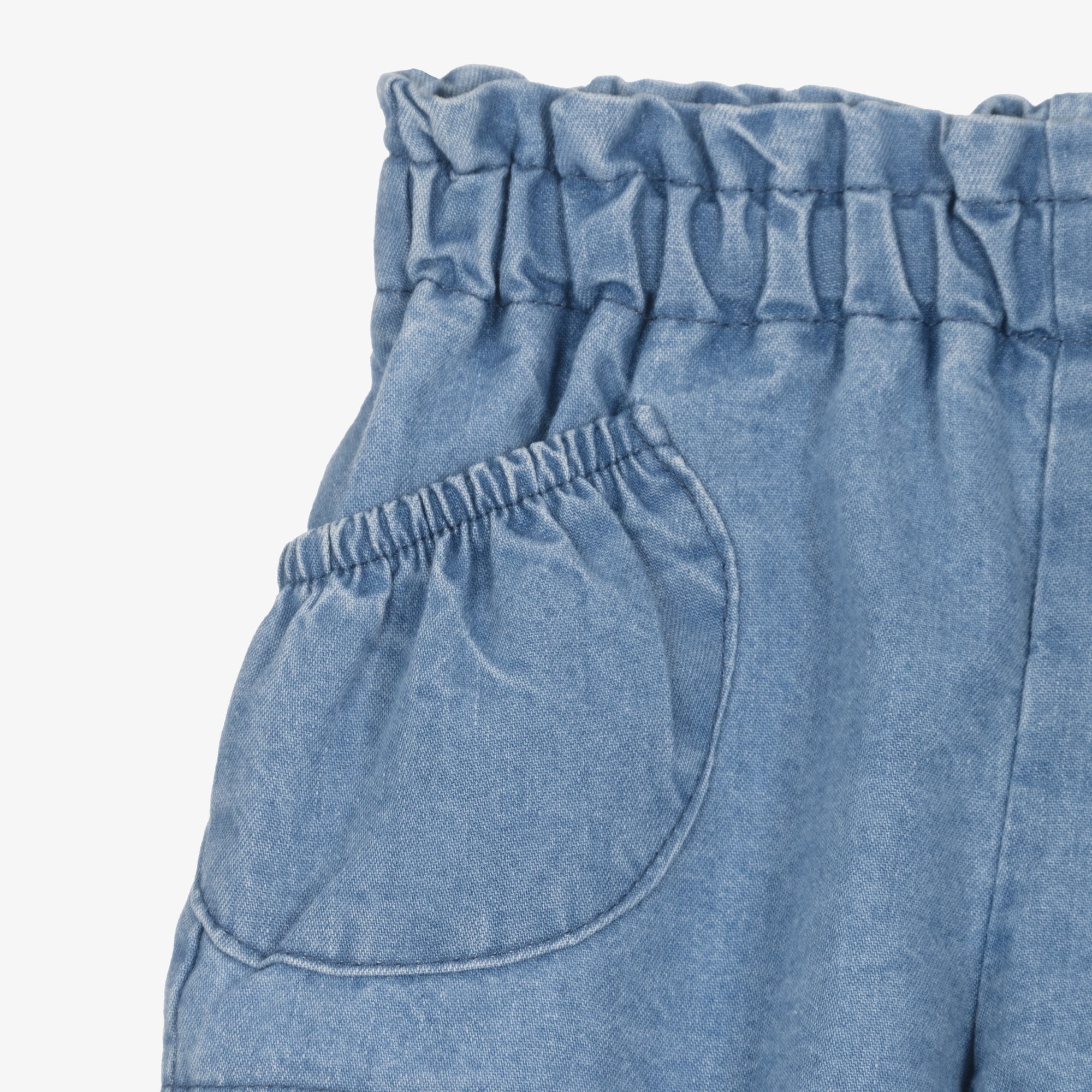 Baby Girls Pink Cotton Shorts with Patch Pockets - View 3