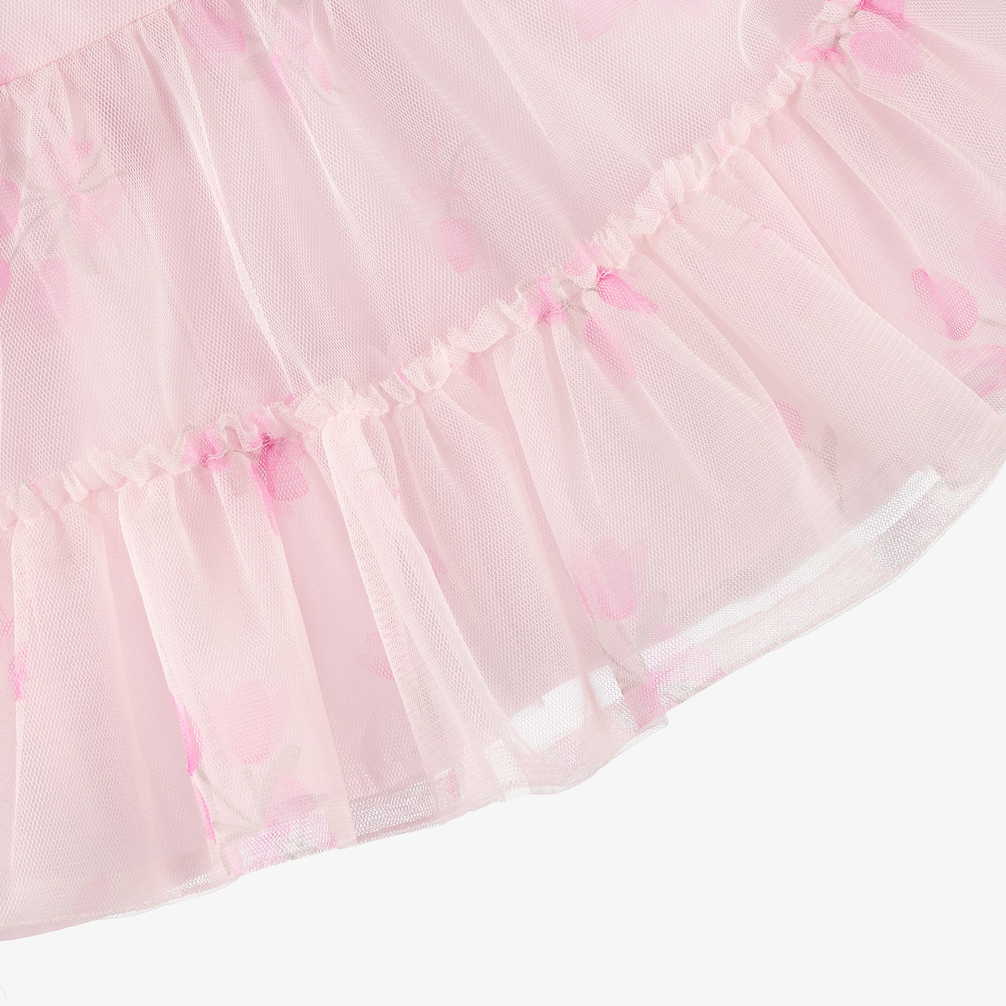 Baby Girls Pink Floral Tulle Dress with Ruffles - View 3