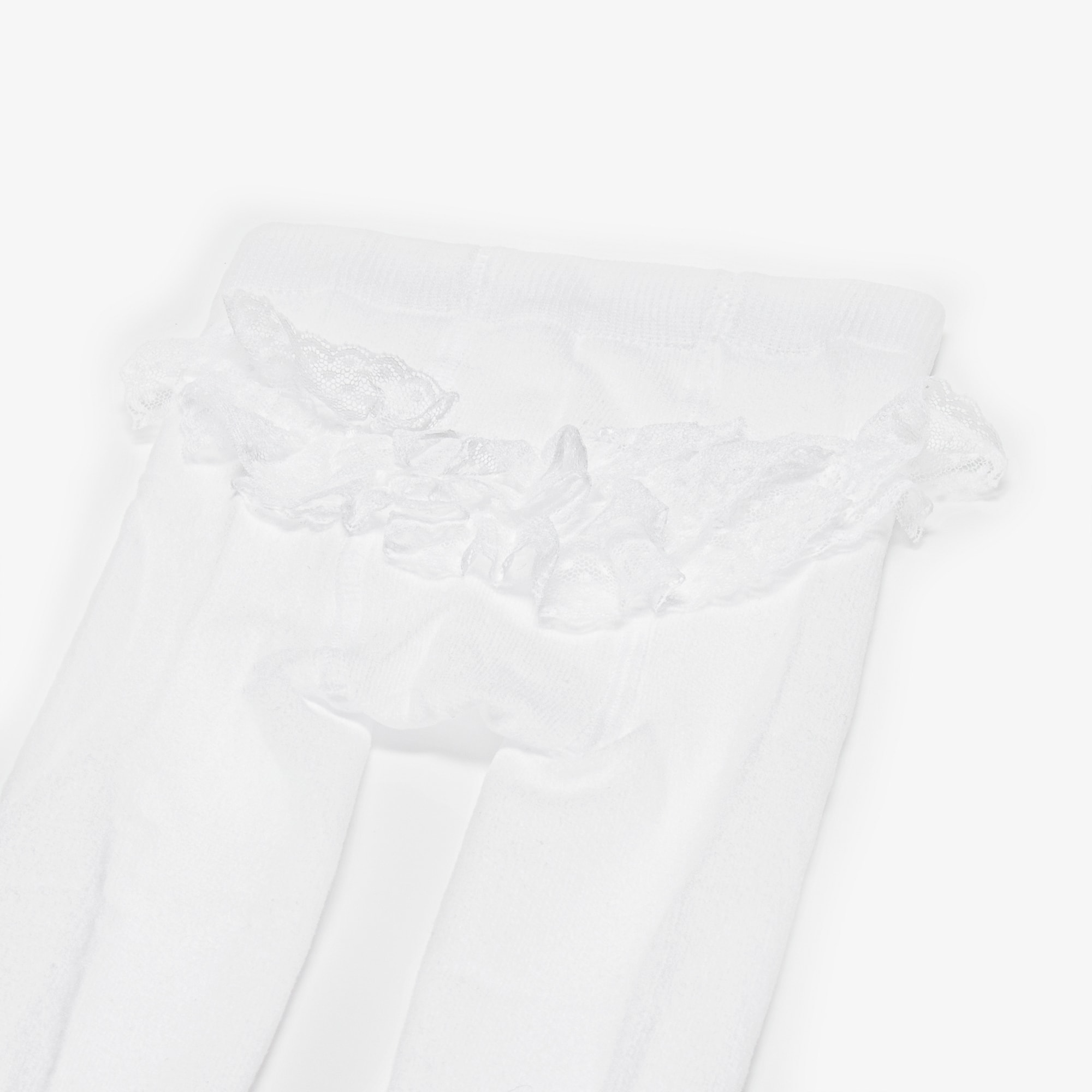 Baby Girls White Tights with Lace Ruffle - View 4