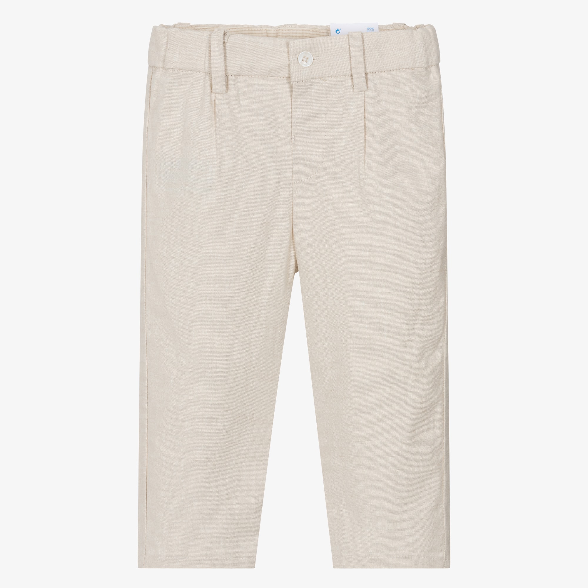 Boys Blue Cotton & Linen Trousers - View 1