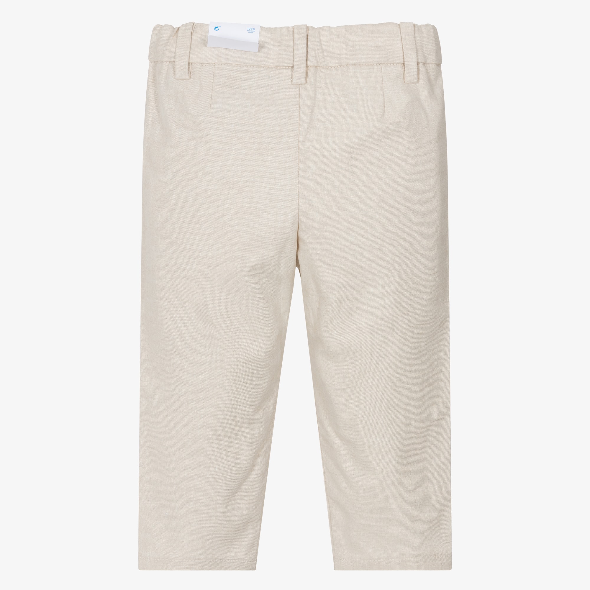 Boys Blue Cotton & Linen Trousers - View 3