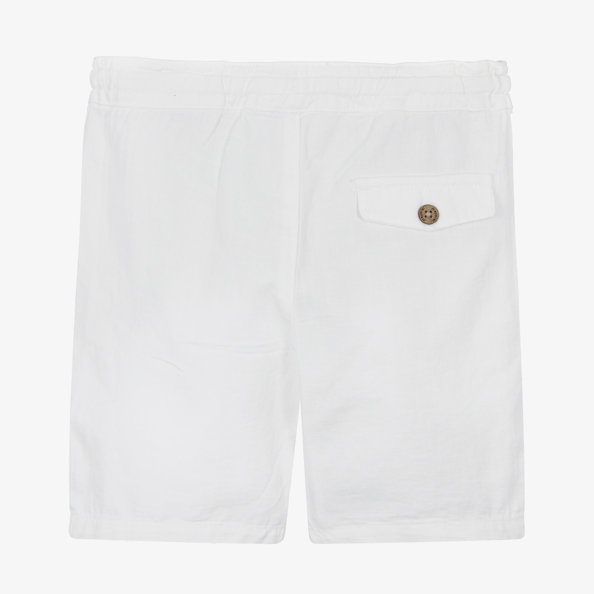 Boys Ivory Cotton Drawstring Shorts - View 2