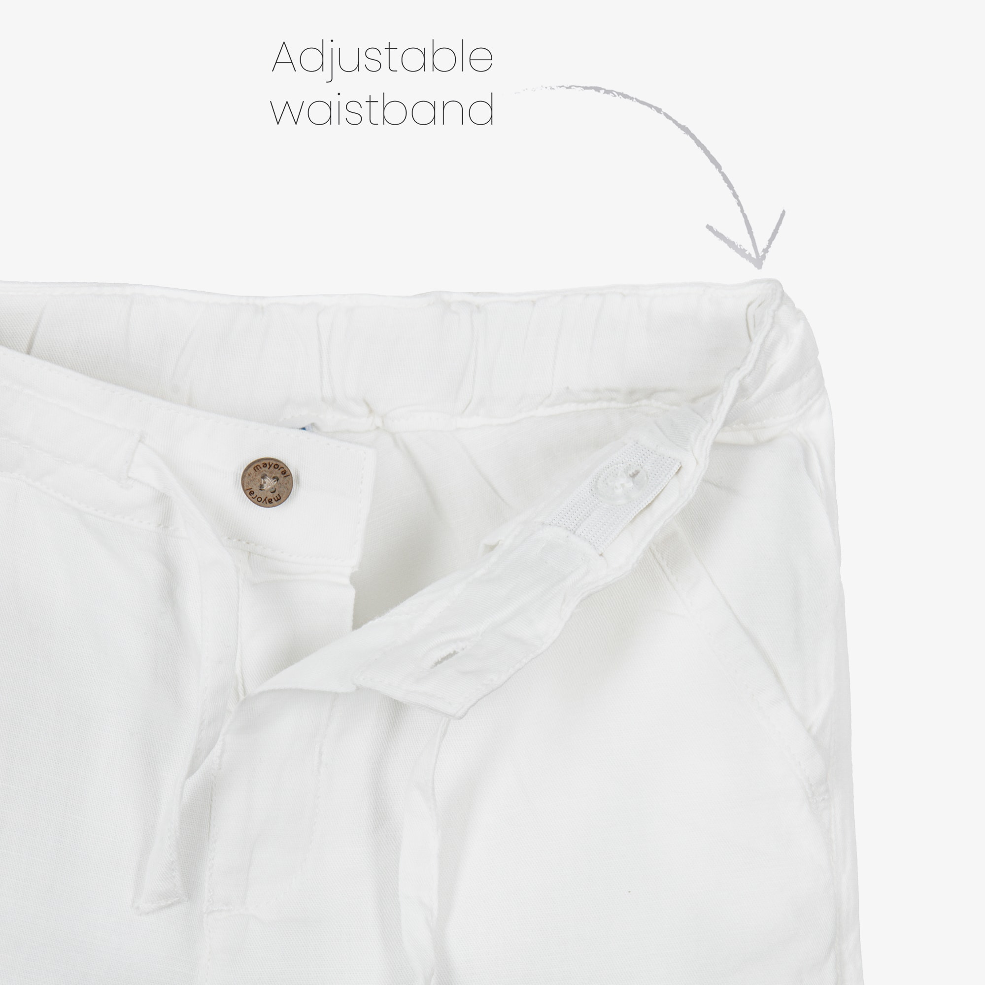 Boys Ivory Cotton Drawstring Shorts - View 3
