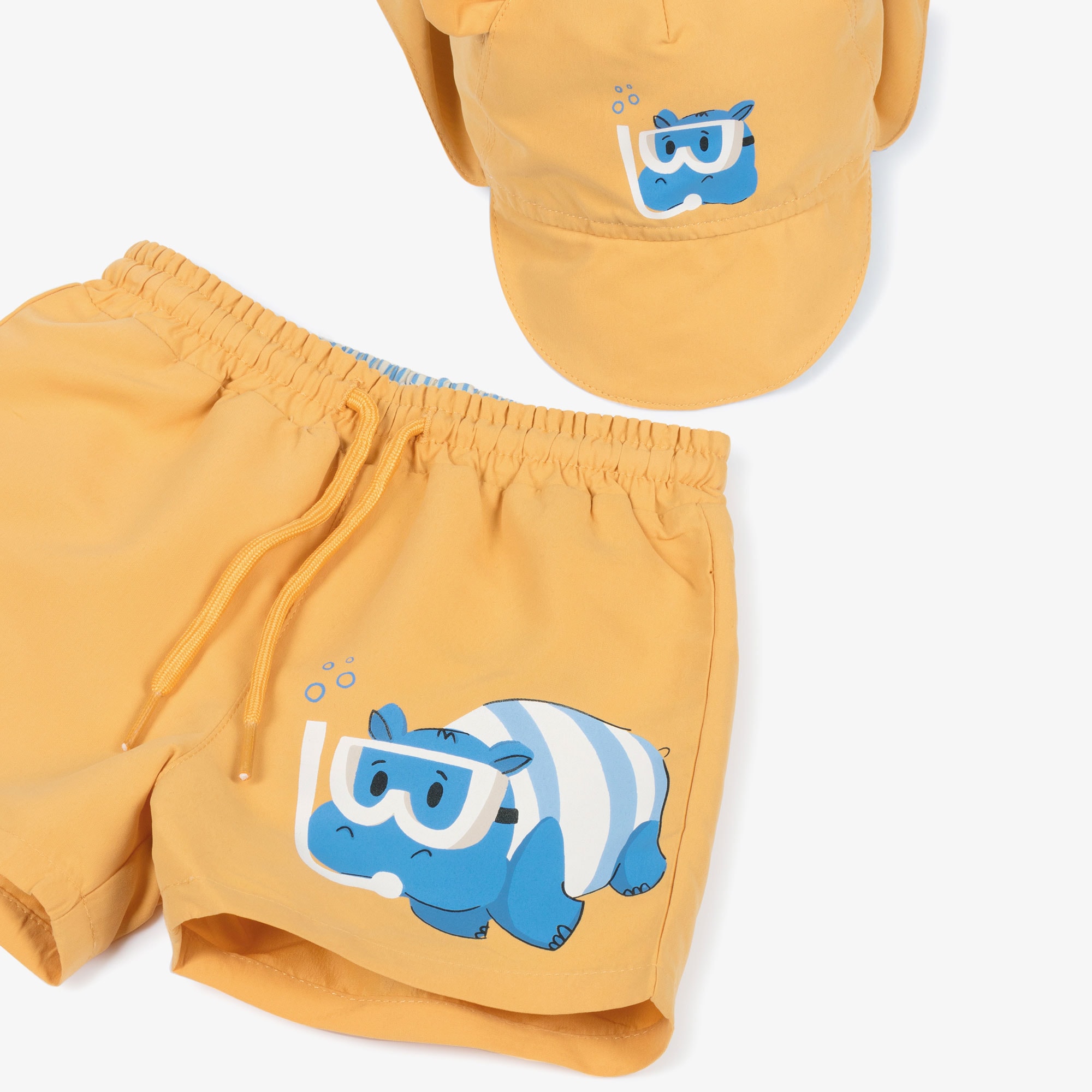 Boys Orange Hippo Print Swim Set (UPF40+) - View 3