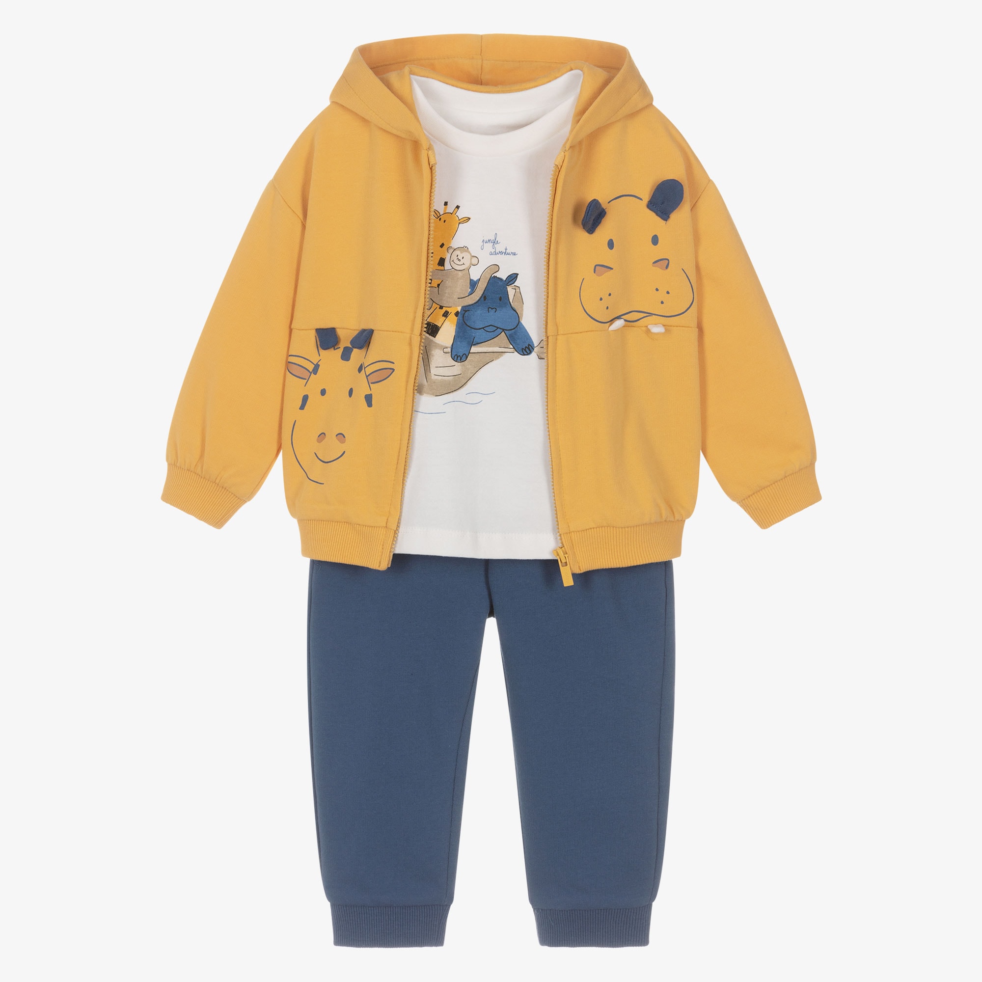 Boys Yellow & Blue Safari Animal Tracksuit Set - View 1