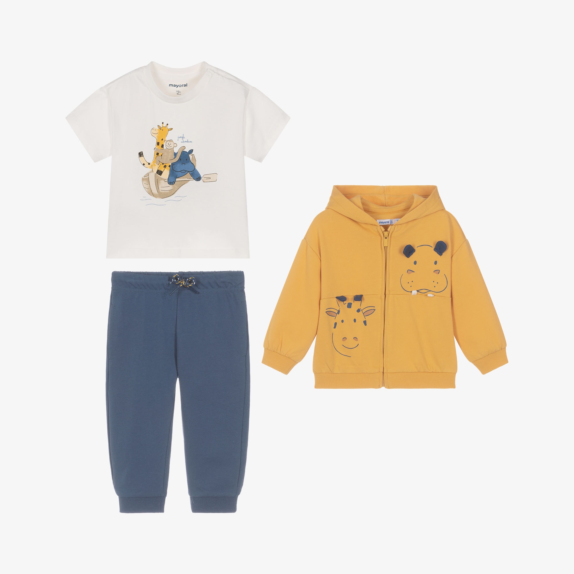Boys Yellow & Blue Safari Animal Tracksuit Set - View 3
