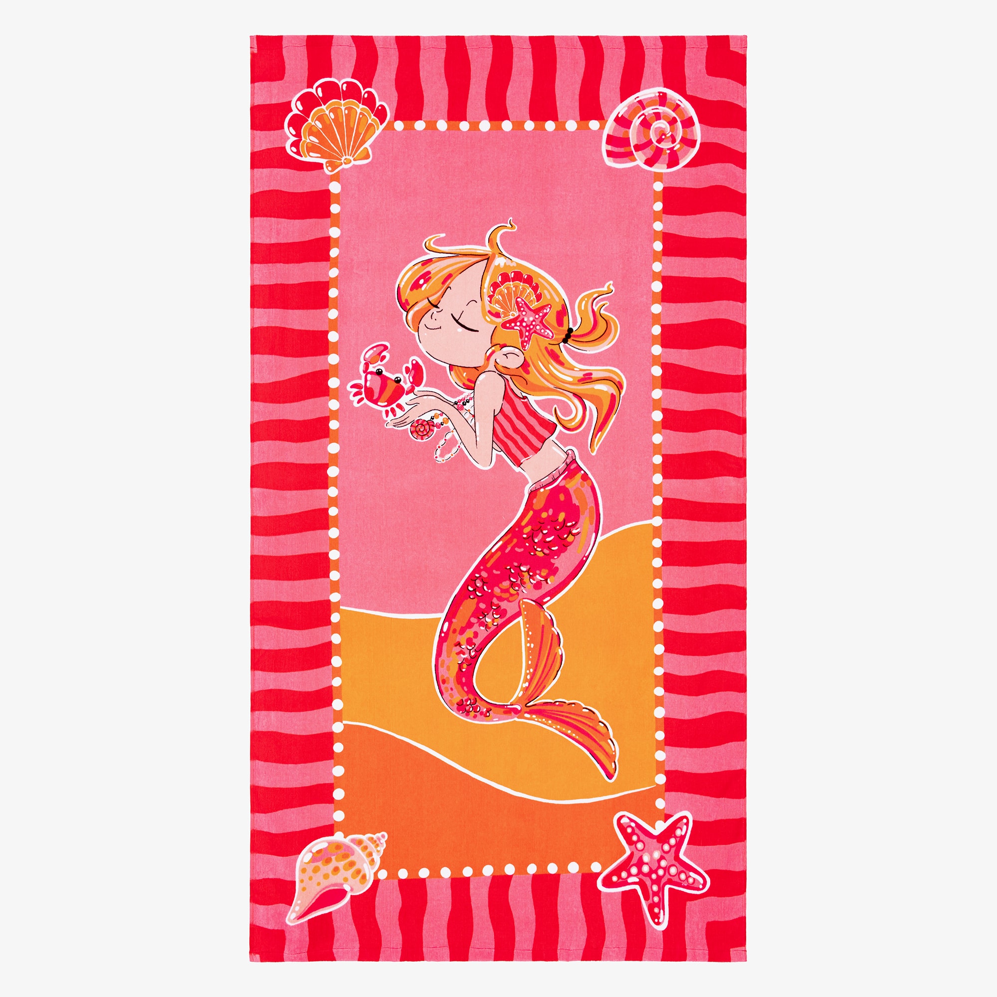 Girls Aqua Blue & Lilac Flower Cotton Towel (150cm) - View 1