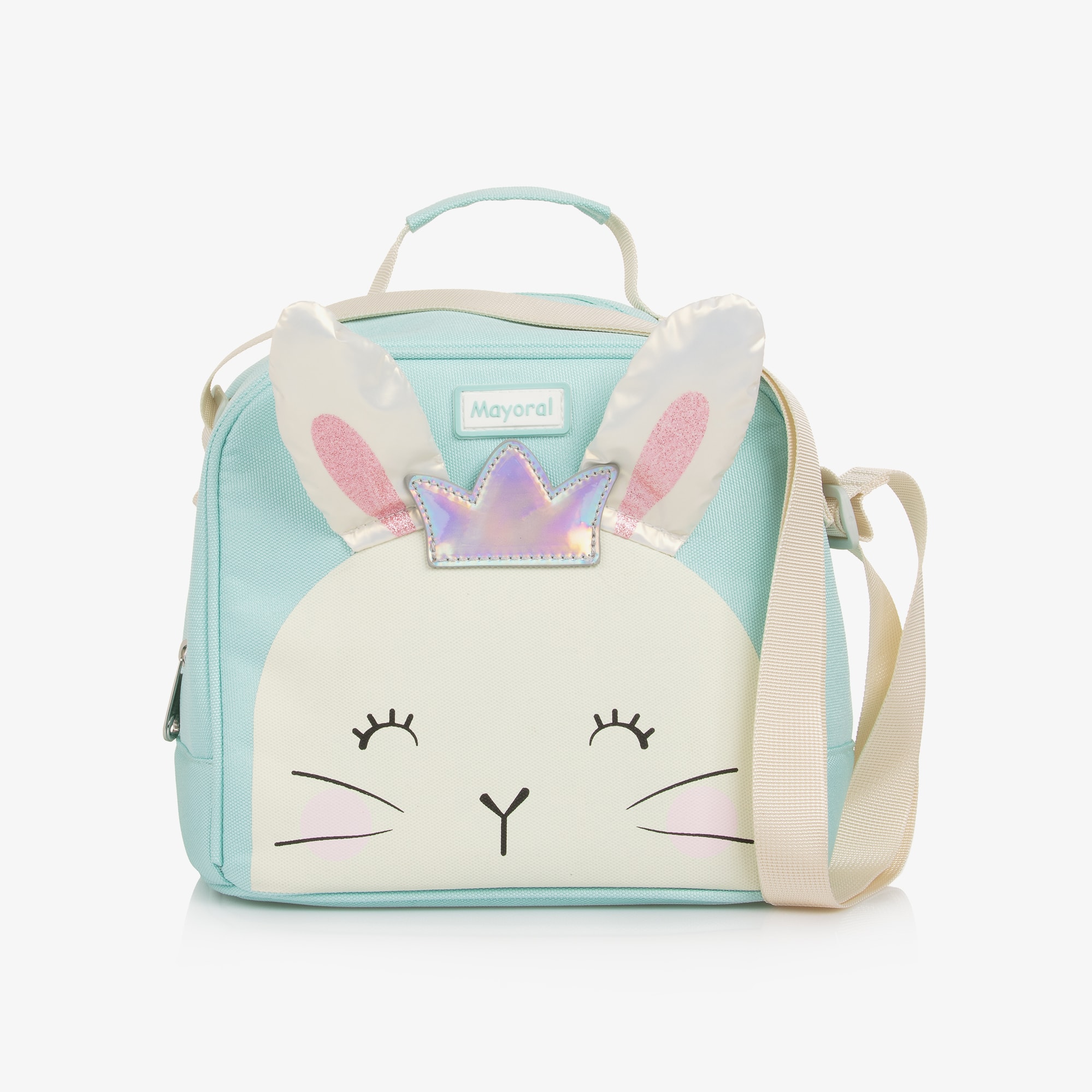 Girls Aqua Green Lunch Bag with Bunny Motif (22cm) - View 1