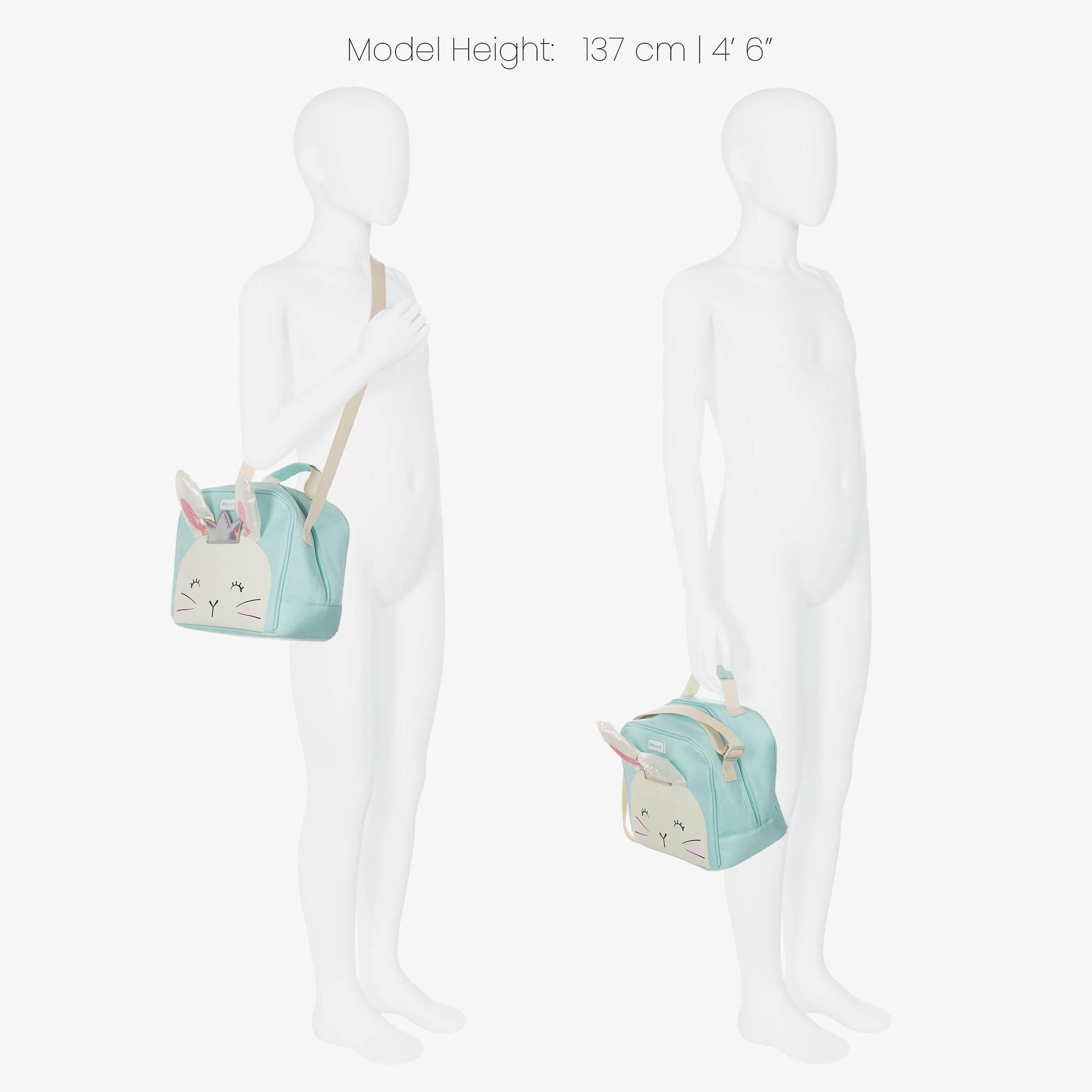 Girls Aqua Green Lunch Bag with Bunny Motif (22cm) - View 2