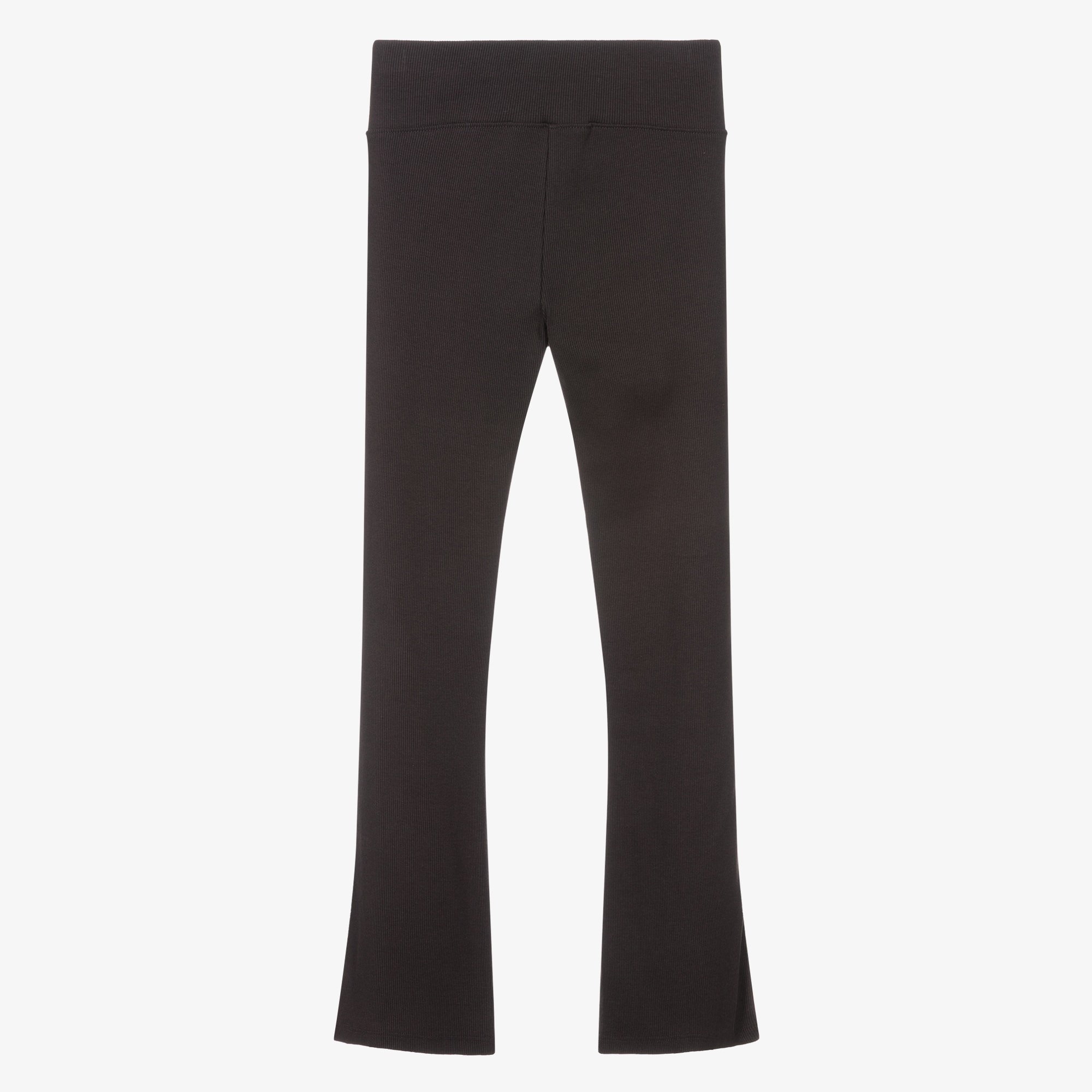 Girls Dark Grey Cotton Ribbed Leggings - View 3