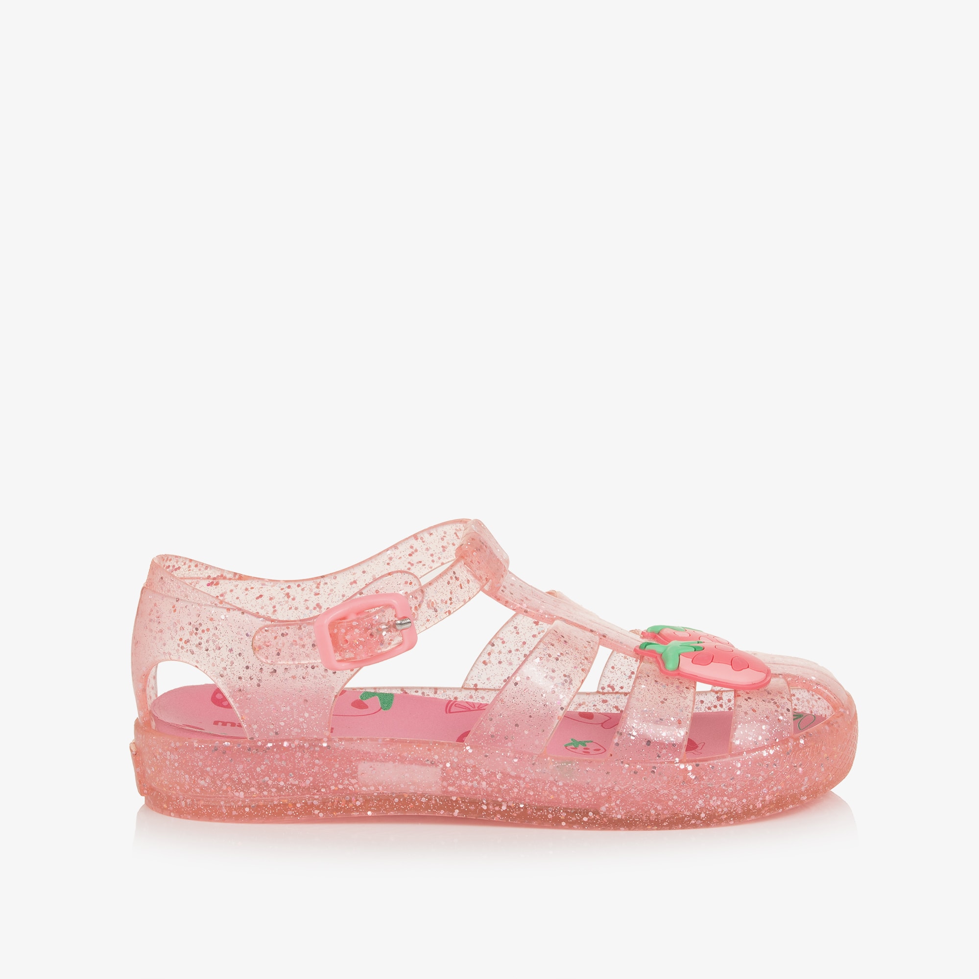 Girls Glittery Pink Strawberry Jelly Shoes - View 4