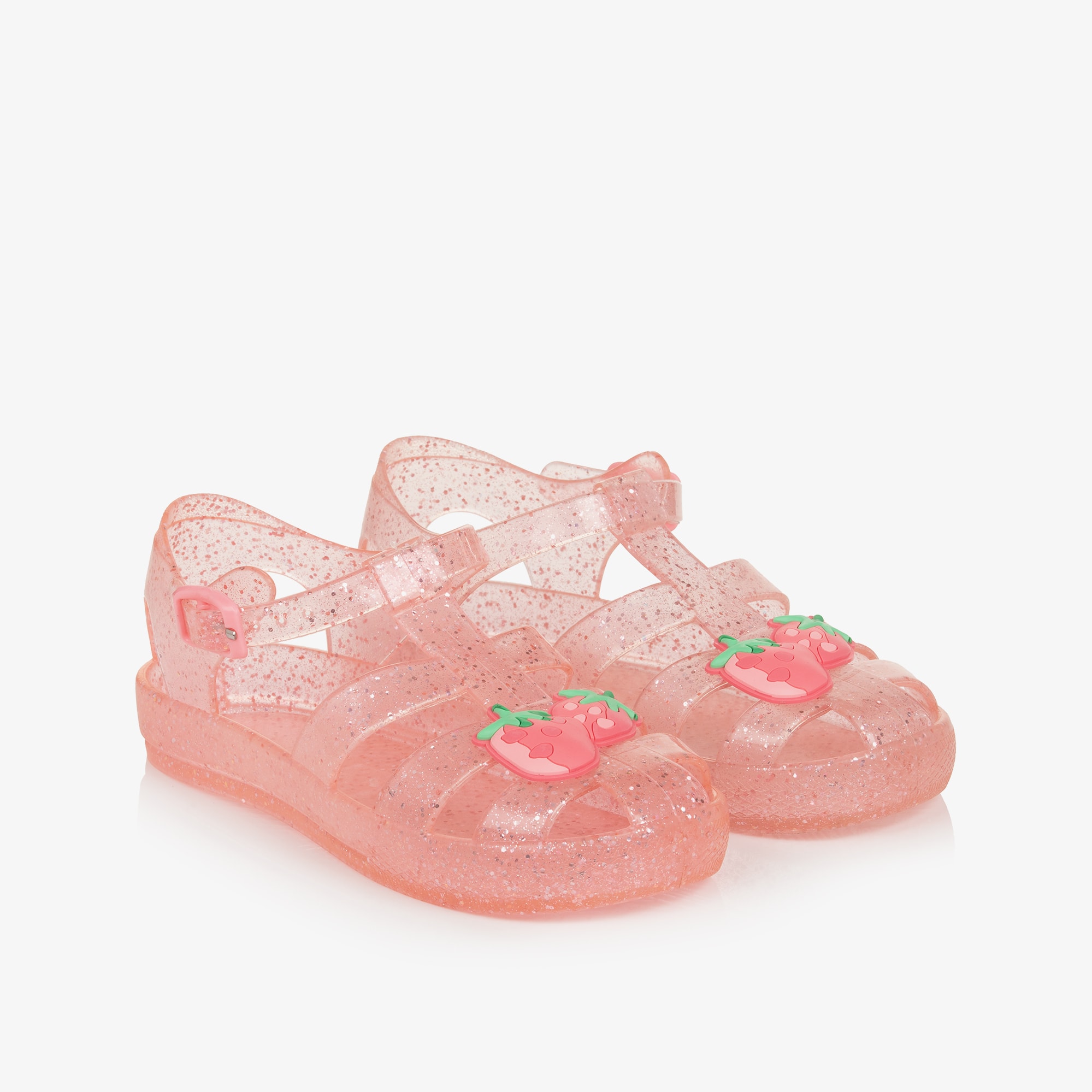 Girls Glittery Pink Strawberry Jelly Shoes - View 5
