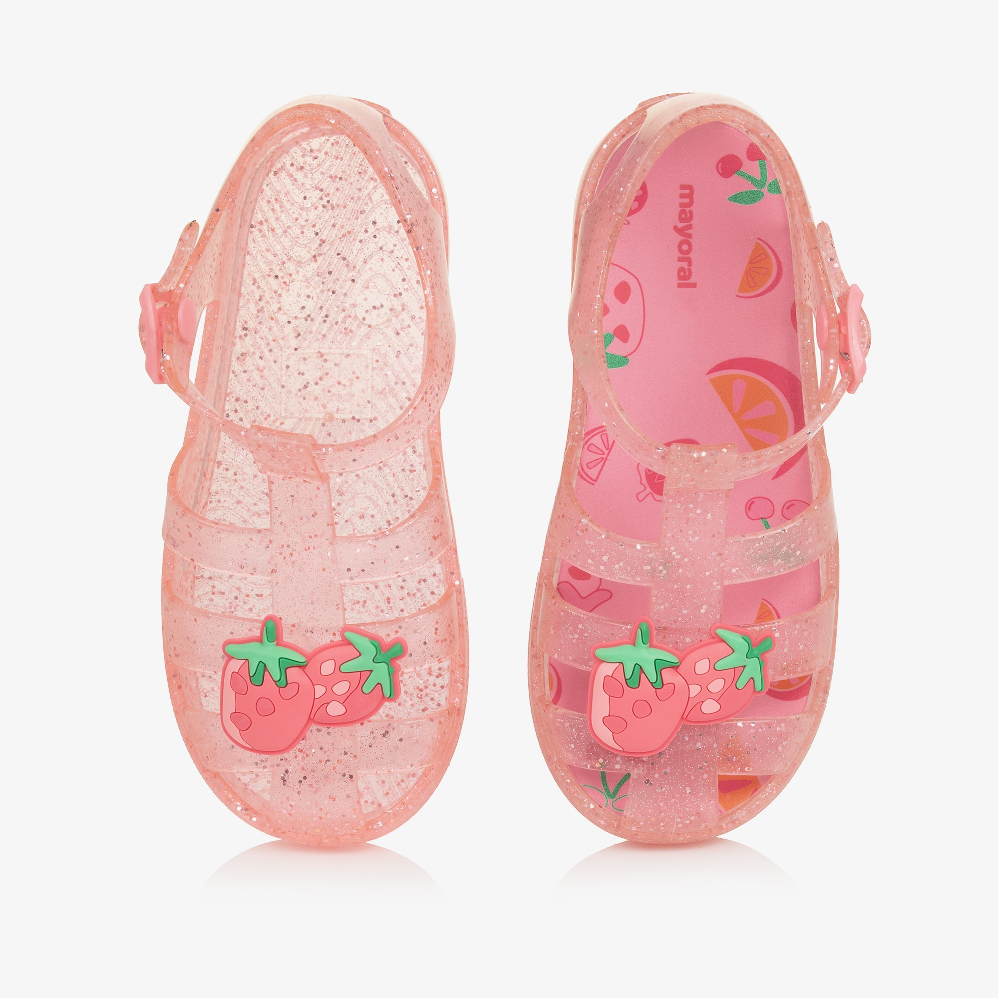 Girls Glittery Pink Strawberry Jelly Shoes - View 6