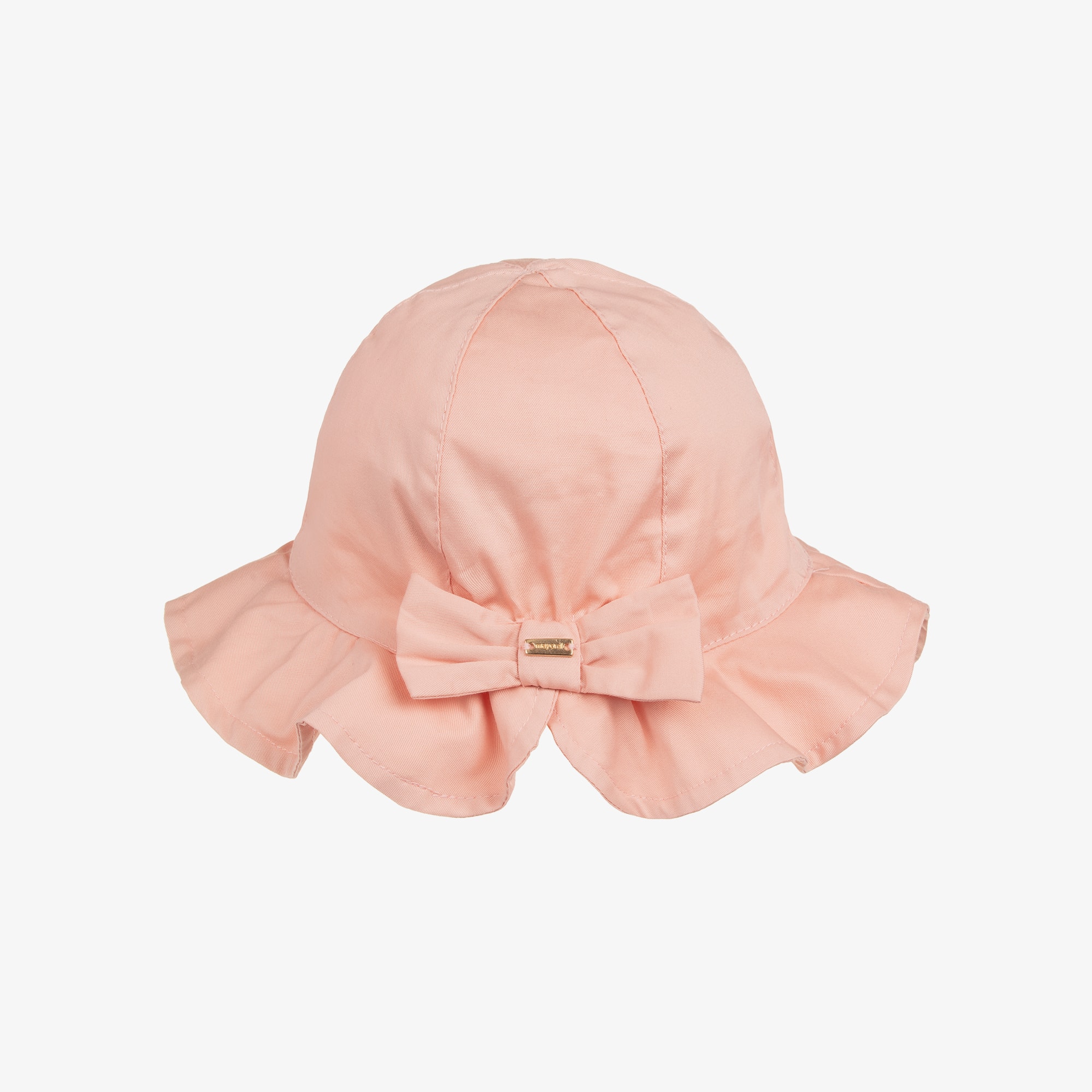Girls Pink Cotton Sun Hat with Bow - View 2