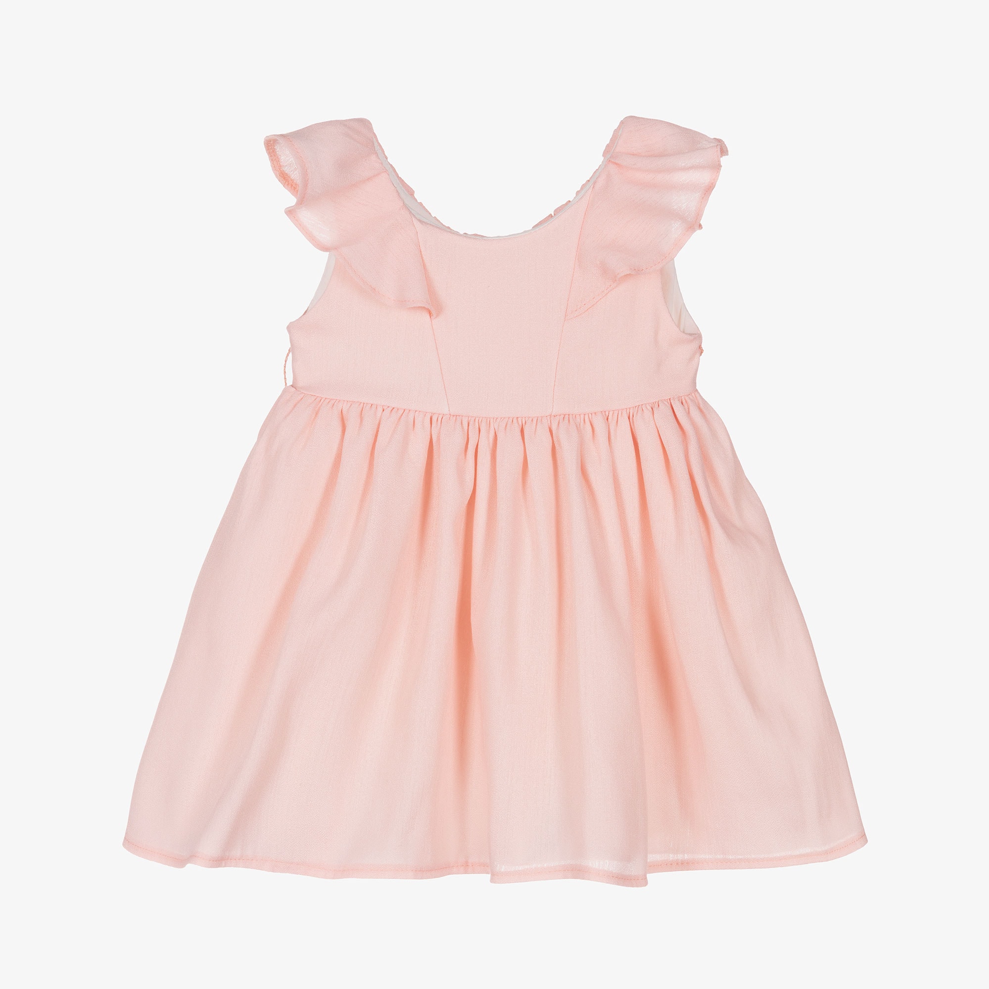 Girls White Dress with Green Tulle Sash Belt - View 3