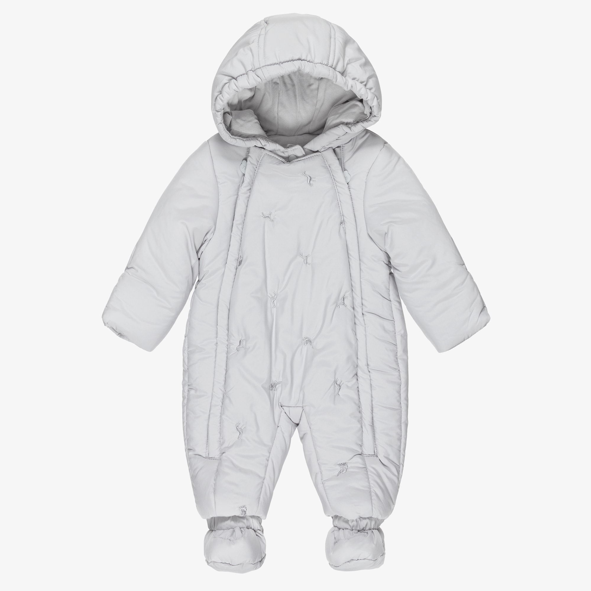 Grey Safari Animals Baby Snowsuit - View 1