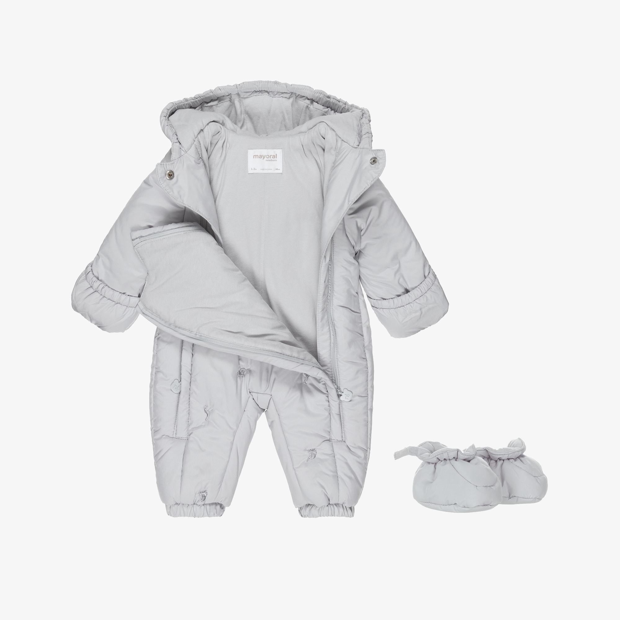 Grey Safari Animals Baby Snowsuit - View 3