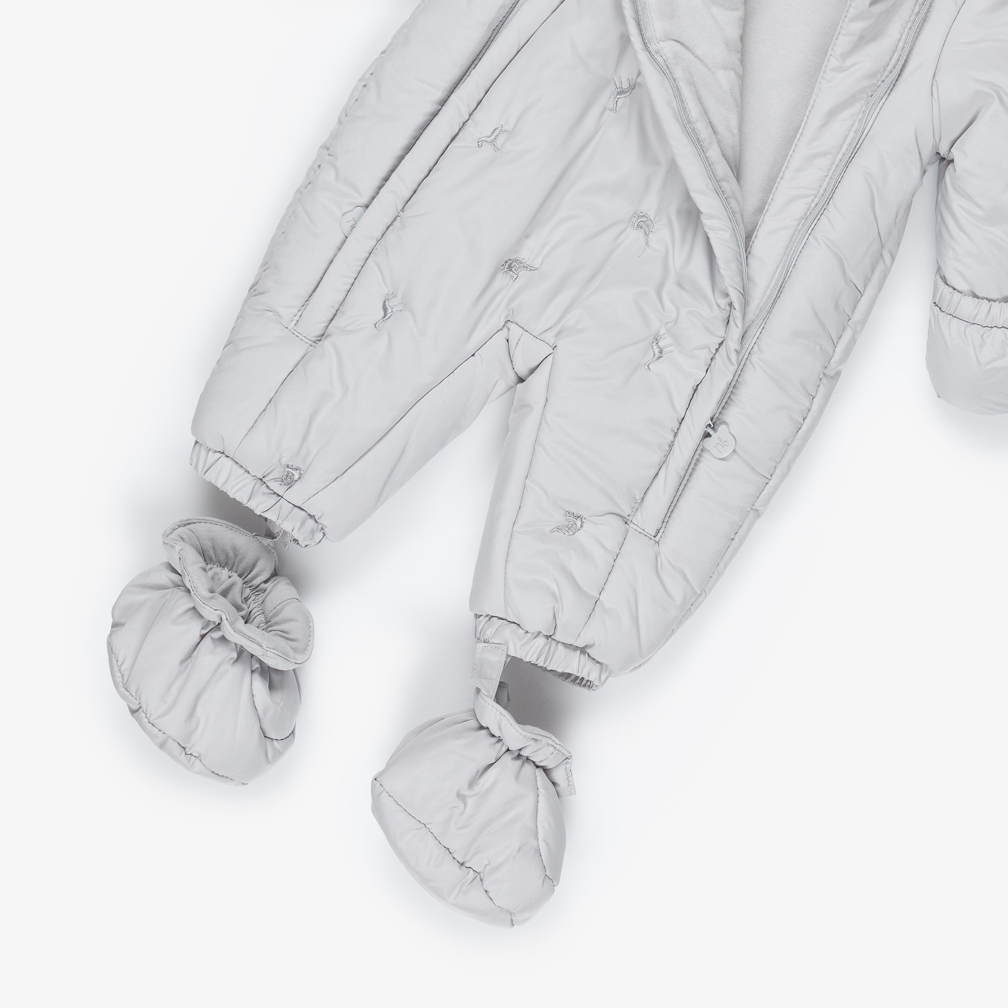 Grey Safari Animals Baby Snowsuit - View 4