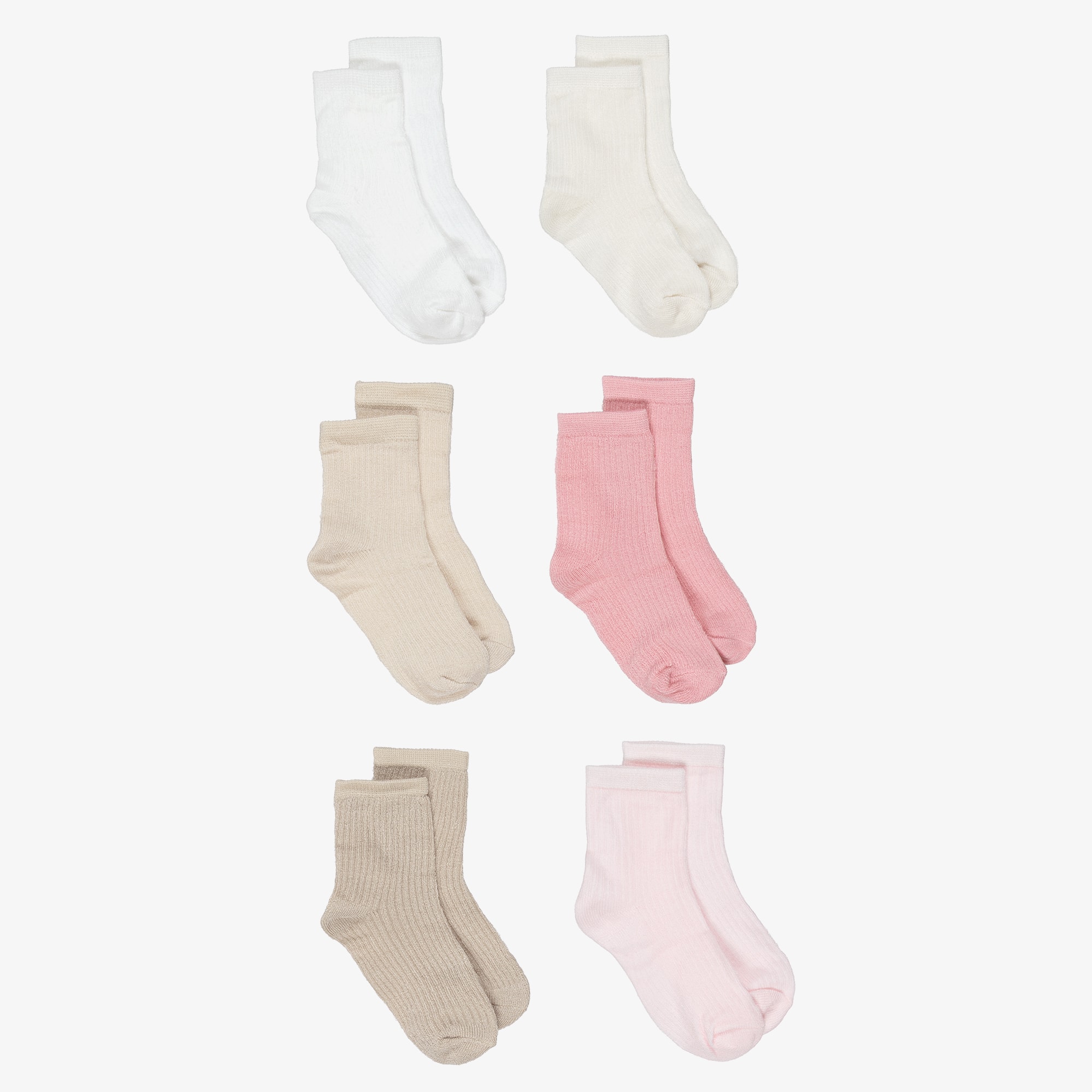 Pink & Beige Baby Socks (6 Pack) - View 1