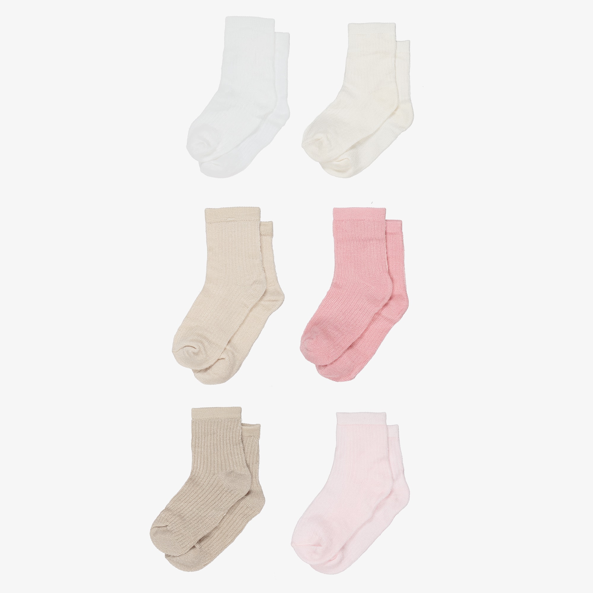 Pink & Beige Baby Socks (6 Pack) - View 2