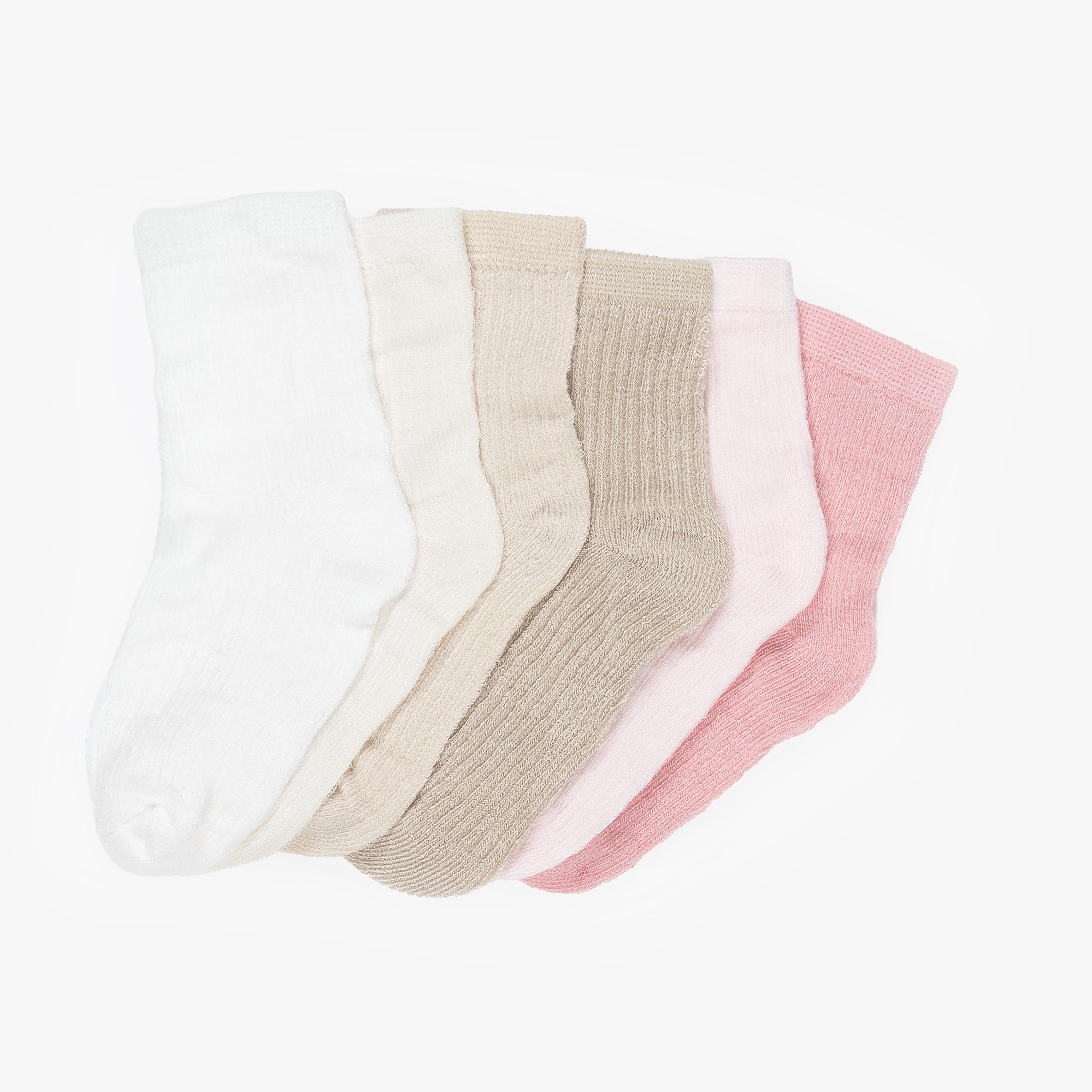 Pink & Beige Baby Socks (6 Pack) - View 4