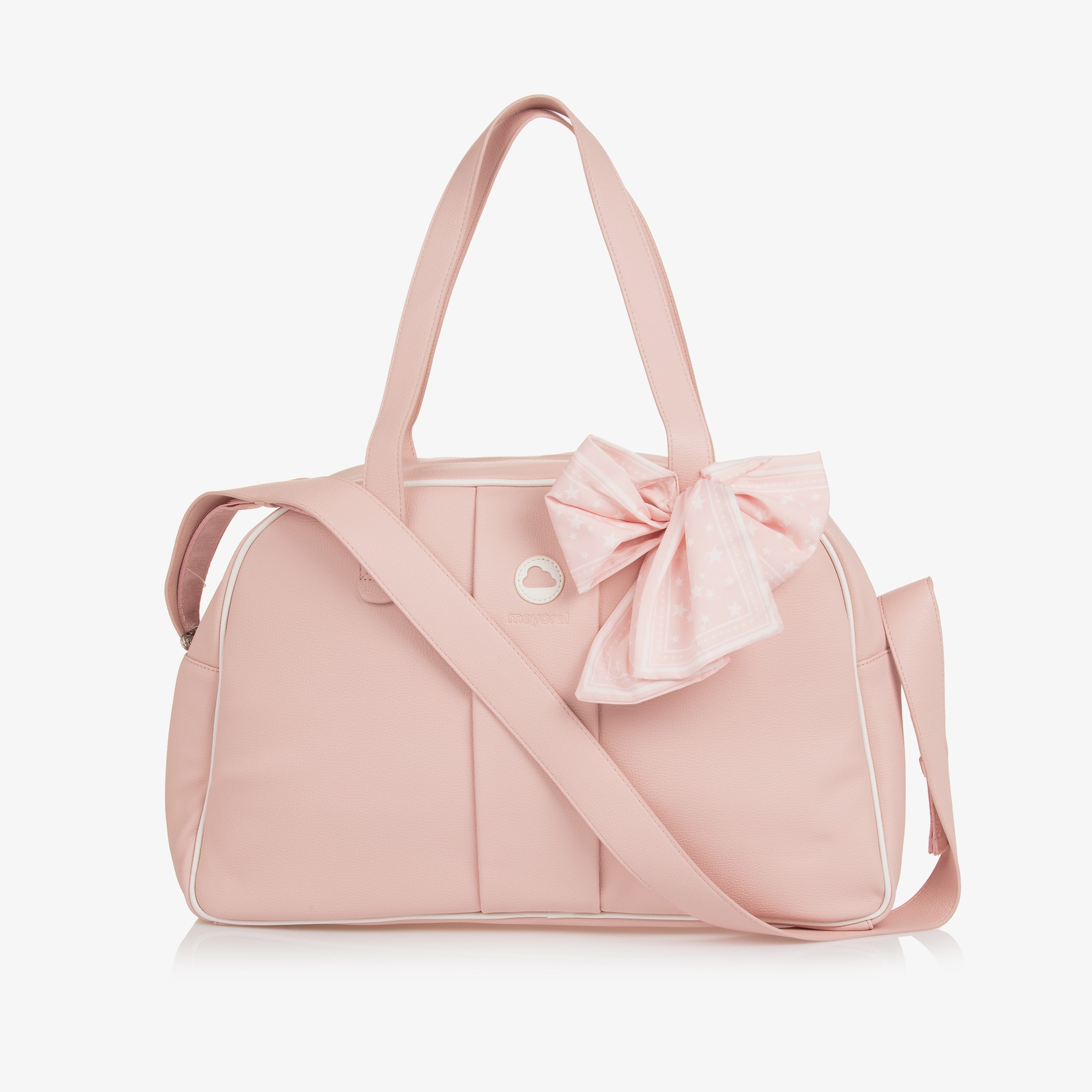 Pink Faux Leather Bow Changing Bag (46cm) - View 1