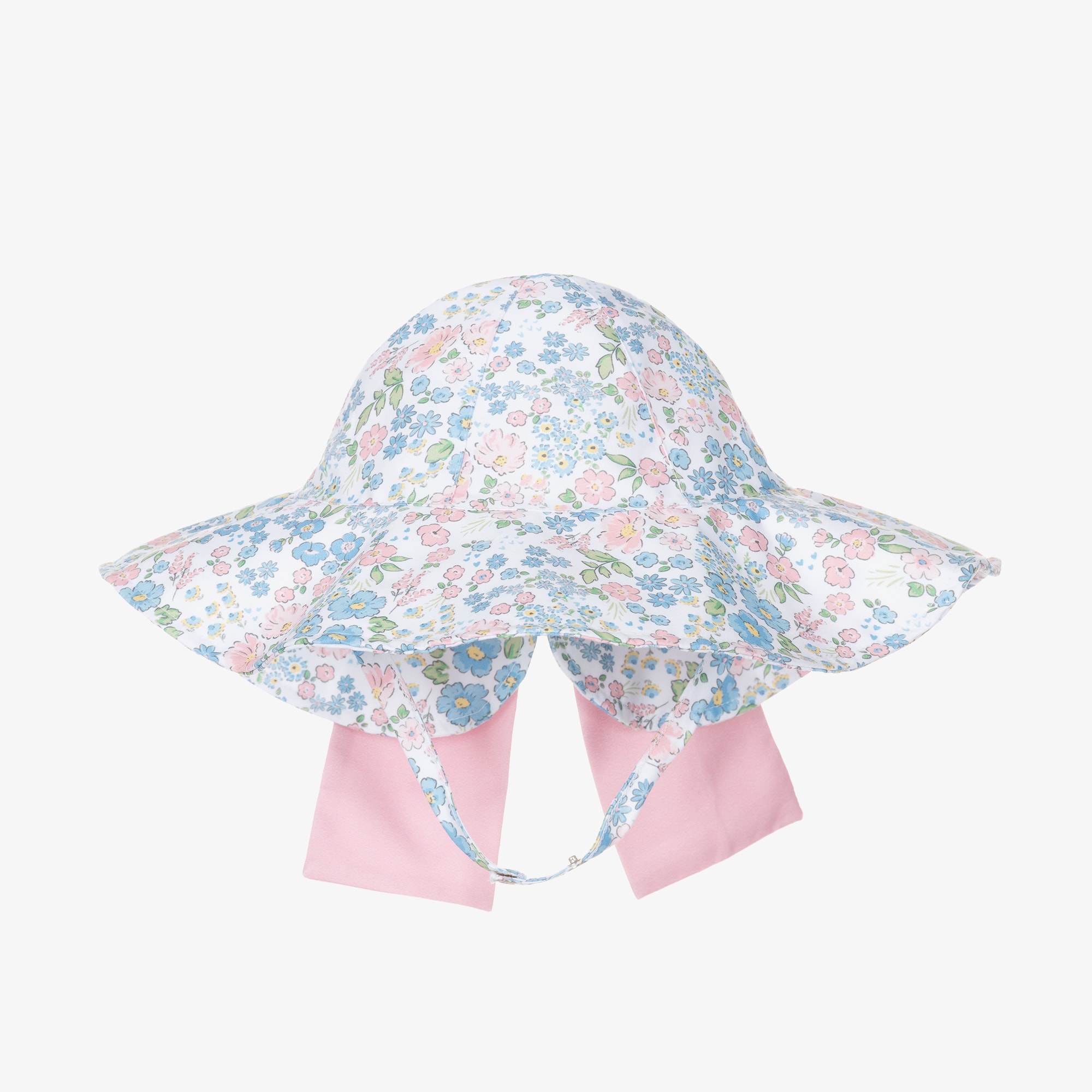 Girls Blue Ditsy Floral Print Sun Hat - View 1