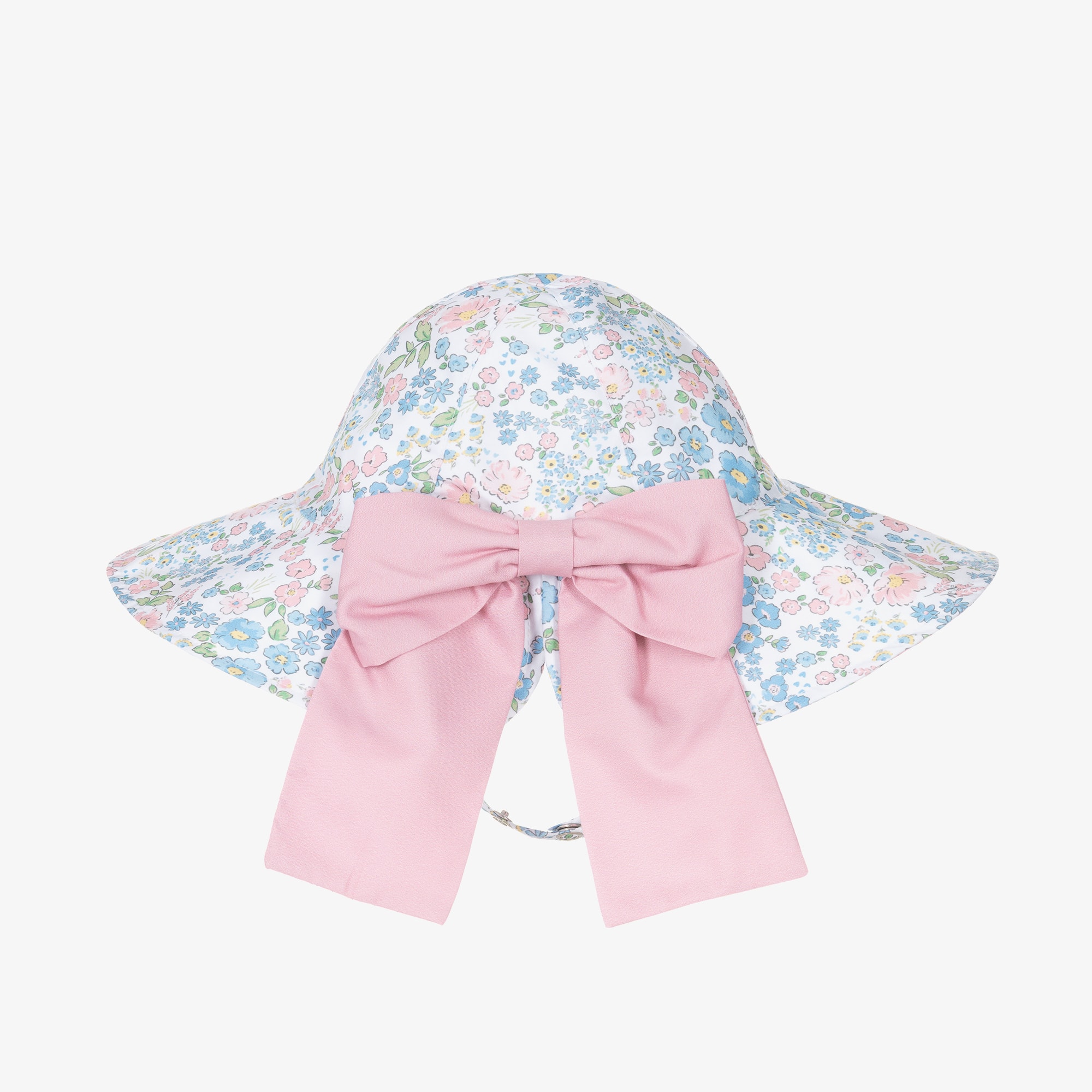 Girls Blue Ditsy Floral Print Sun Hat - View 2
