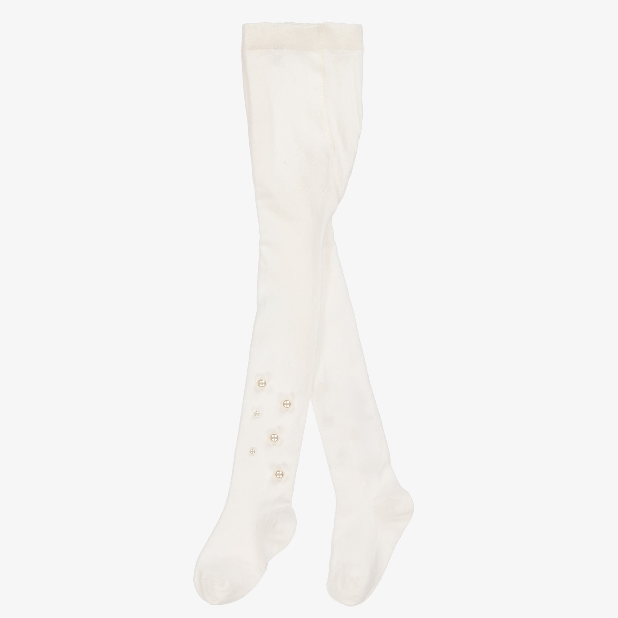Girls Ivory Pearl Tights - View 3