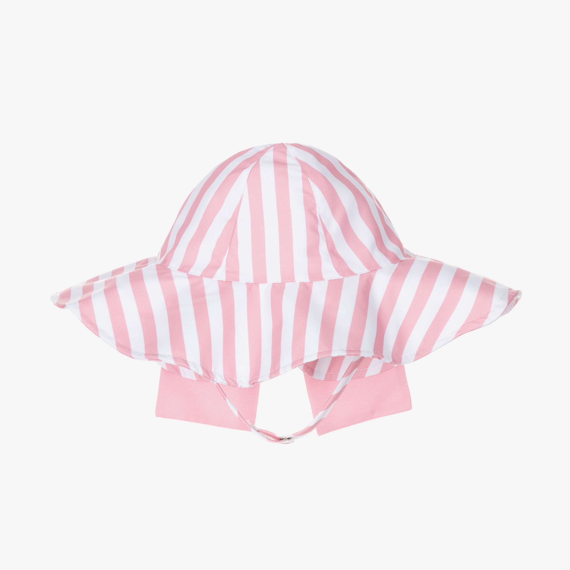 Girls White & Pink Striped Sun Hat - View 1